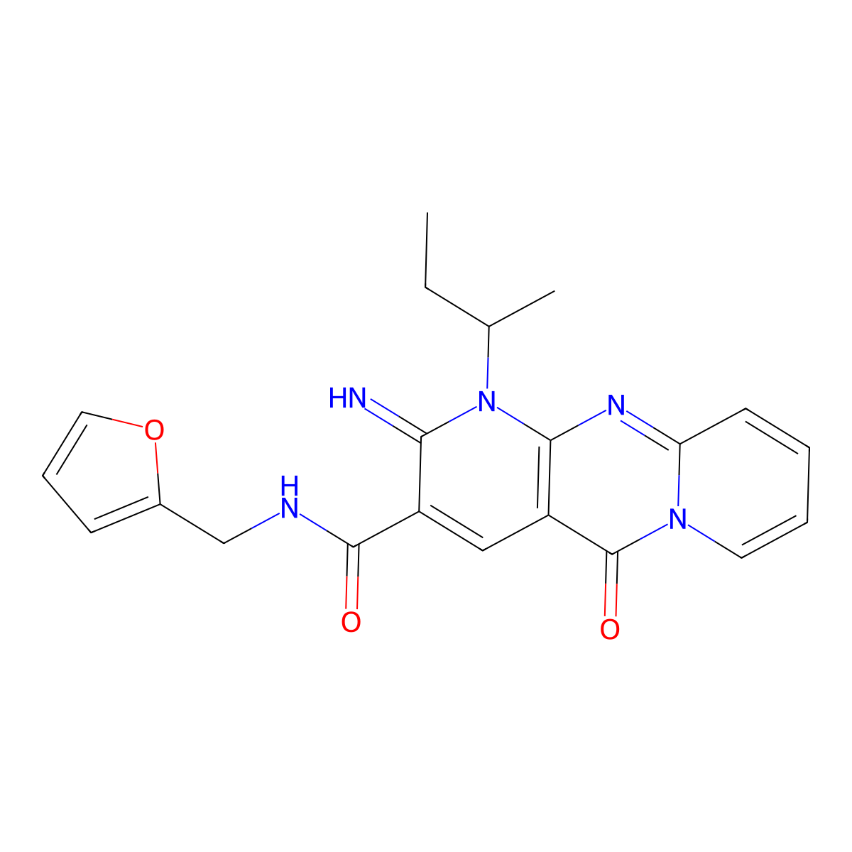 1-Sec-butyl-N-(2-furylmethyl)-2-imino-5-oxo-1,5-dihydro-2H-dipyrido[1,2-A:2,3-D]pyrimidine-3-carboxamide molecular structure, CAS 510733-41-2