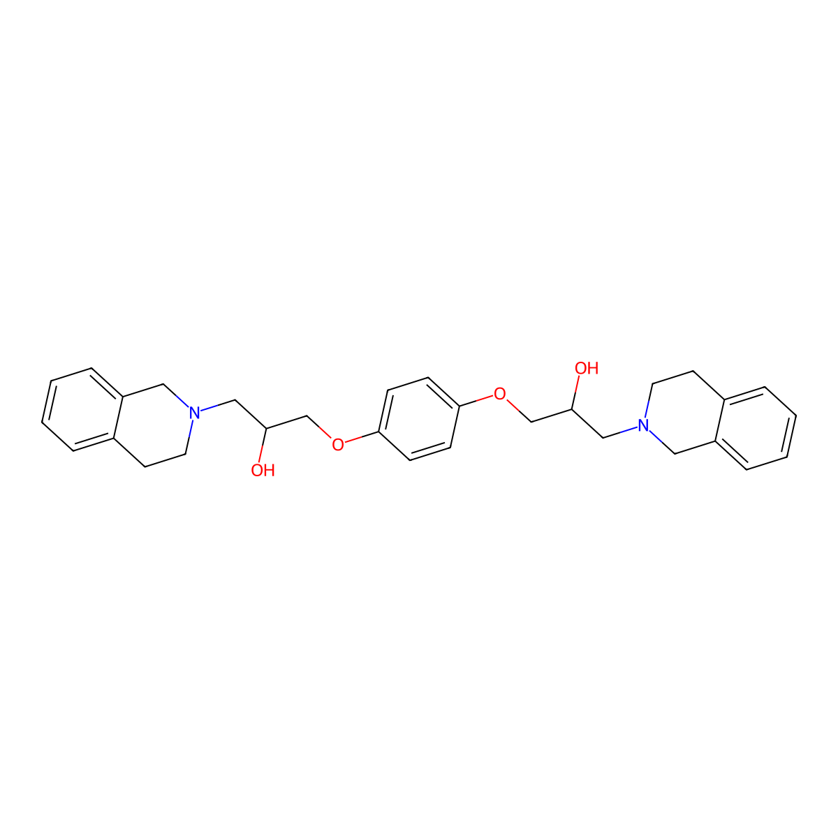 1-(3,4-dihydro-1H-isoquinolin-2-yl)-3-[4-[3-(3,4-dihydro-1H-isoquinolin-2-yl)-2-hydroxypropoxy]phenoxy]propan-2-ol molecular structure, CAS 510733-57-0