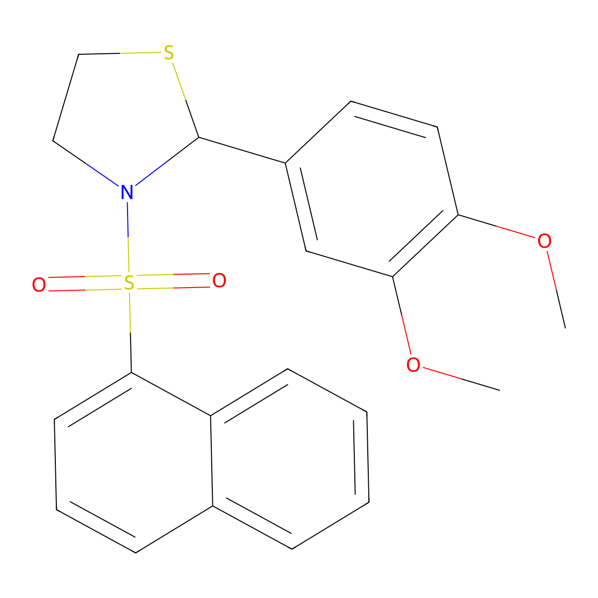 2-(3,4-Dimethoxyphenyl)-3-(naphthalen-1-ylsulfonyl)thiazolidine molecular structure, CAS 510733-64-9