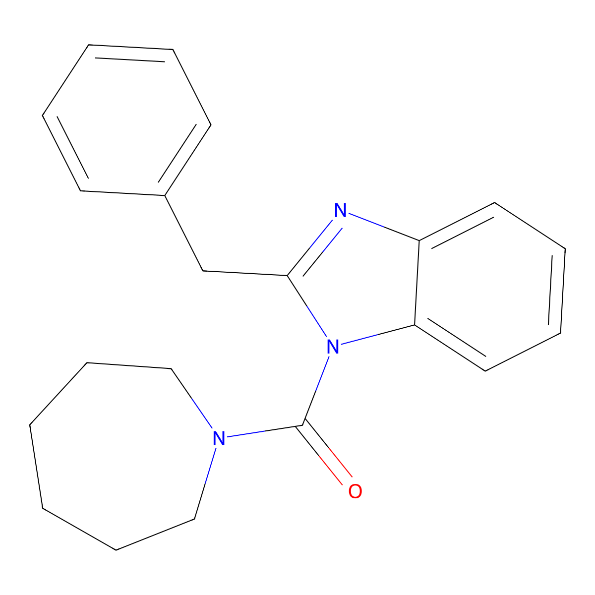 1-Azepanyl-[2-(phenylmethyl)-1-benzimidazolyl]methanone molecular structure, CAS 510734-24-4