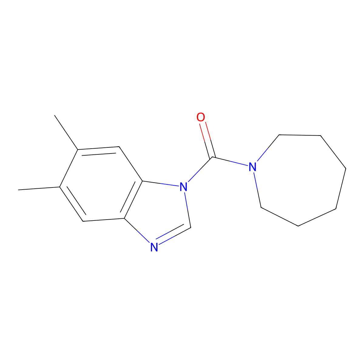 Azepan-1-yl-(5,6-dimethyl-benzoimidazol-1-yl)-methanone molecular structure, CAS 510734-27-7