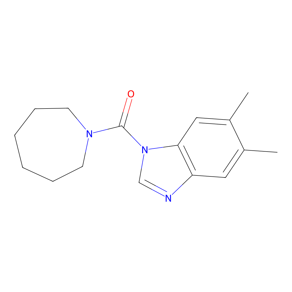 Azepan-1-yl-(5,6-dimethyl-benzoimidazol-1-yl)-methanone molecular structure, CAS 510734-27-7