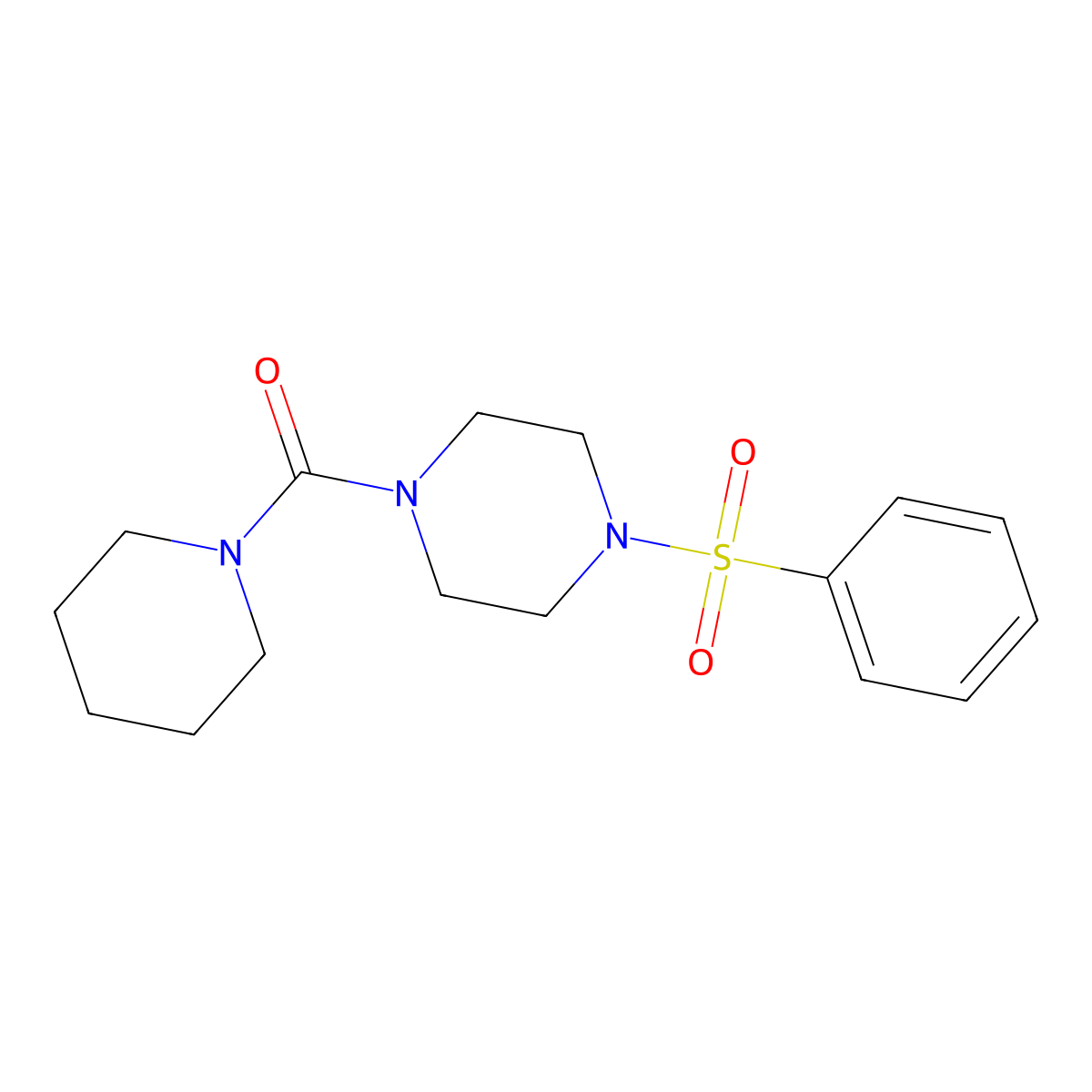 [4-(Benzenesulfonyl)-1-piperazinyl]-(1-piperidinyl)methanone molecular structure, CAS 510734-50-6