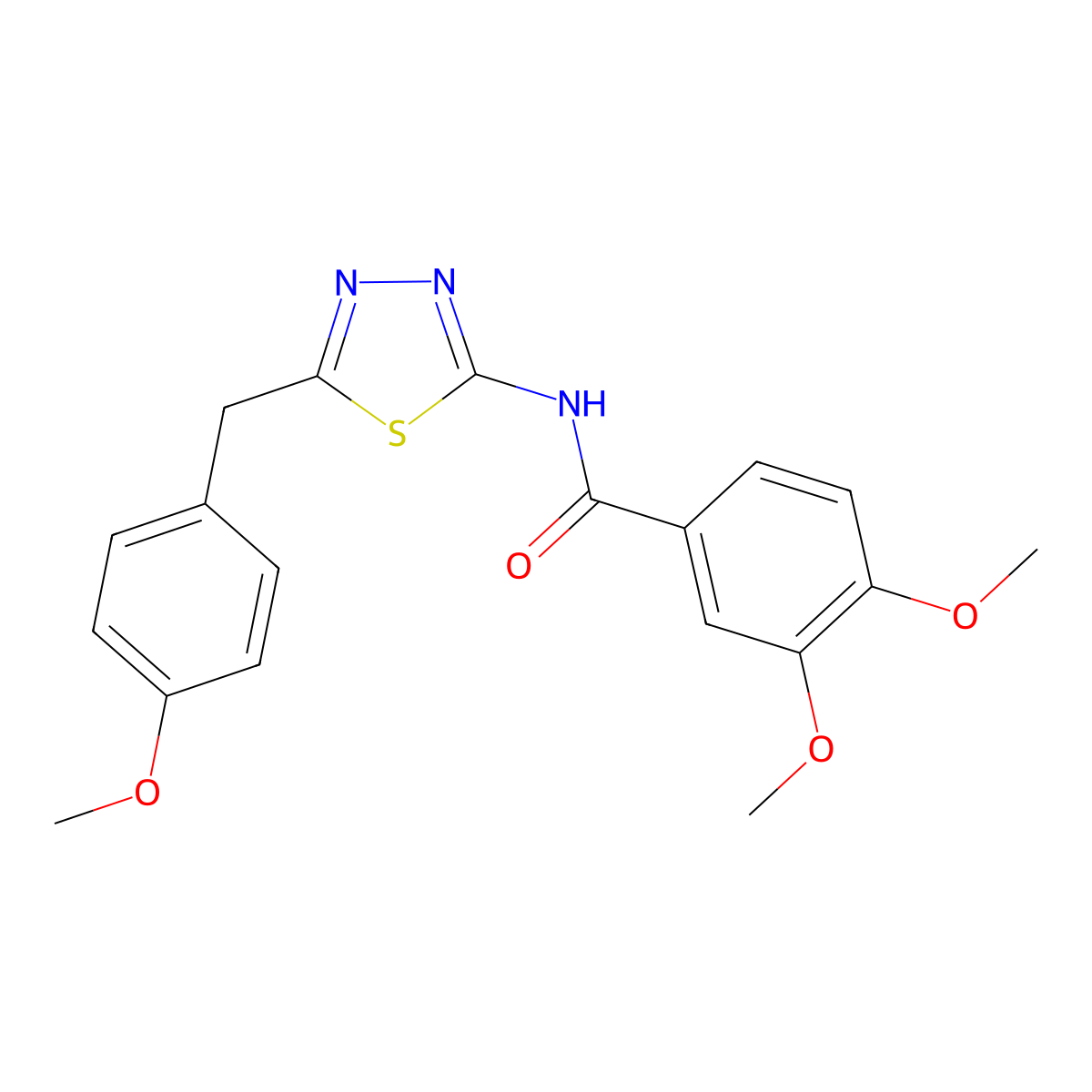 3,4-Dimethoxy-N-{5-[(4-methoxyphenyl)methyl]-1,3,4-thiadiazol-2-YL}benzamide molecular structure, CAS 510735-74-7