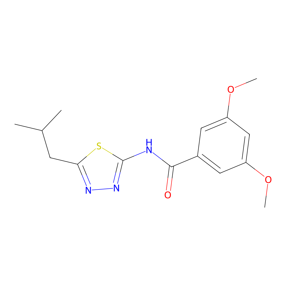 3,5-dimethoxy-N-[5-(2-methylpropyl)-1,3,4-thiadiazol-2-yl]benzamide molecular structure, CAS 510735-80-5