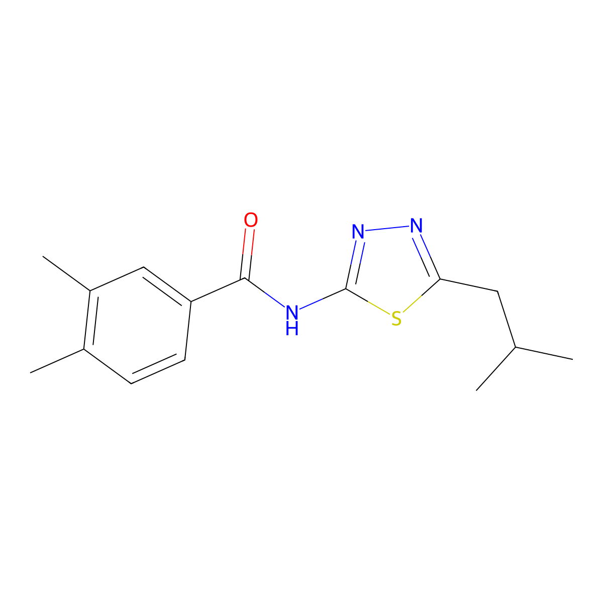 3,4-dimethyl-N-[5-(2-methylpropyl)-1,3,4-thiadiazol-2-yl]benzamide molecular structure, CAS 510735-82-7