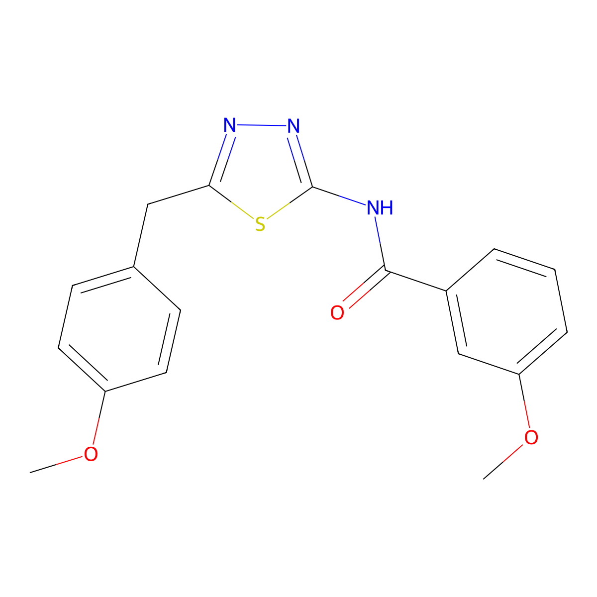 3-methoxy-N-[5-(4-methoxybenzyl)-1,3,4-thiadiazol-2-yl]benzamide molecular structure, CAS 510735-92-9