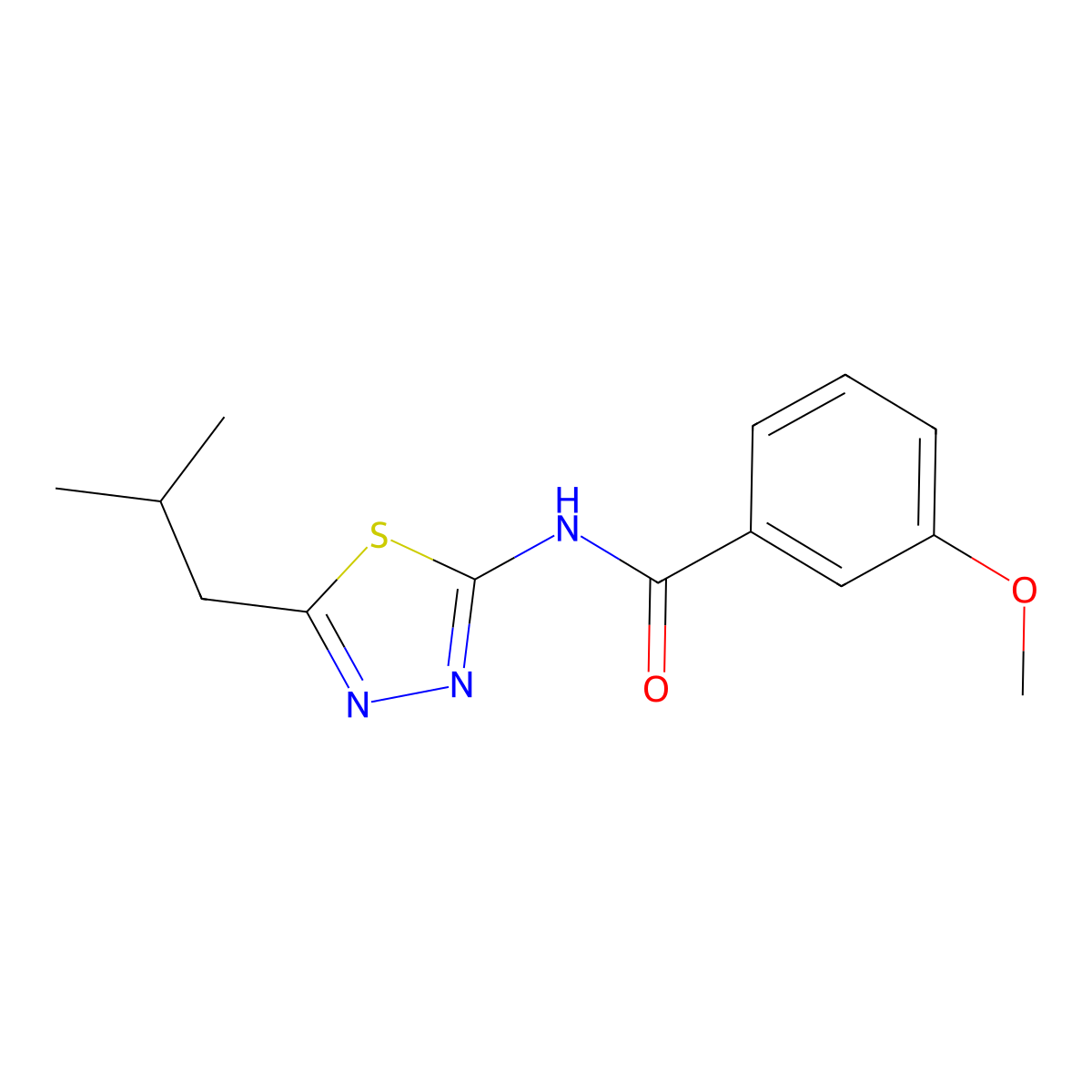 3-methoxy-N-[5-(2-methylpropyl)-1,3,4-thiadiazol-2-yl]benzamide molecular structure, CAS 510735-94-1