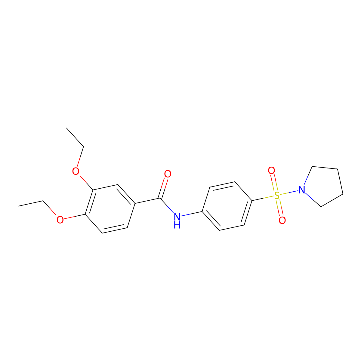 3,4-diethoxy-N-(4-pyrrolidin-1-ylsulfonylphenyl)benzamide molecular structure, CAS 510736-07-9