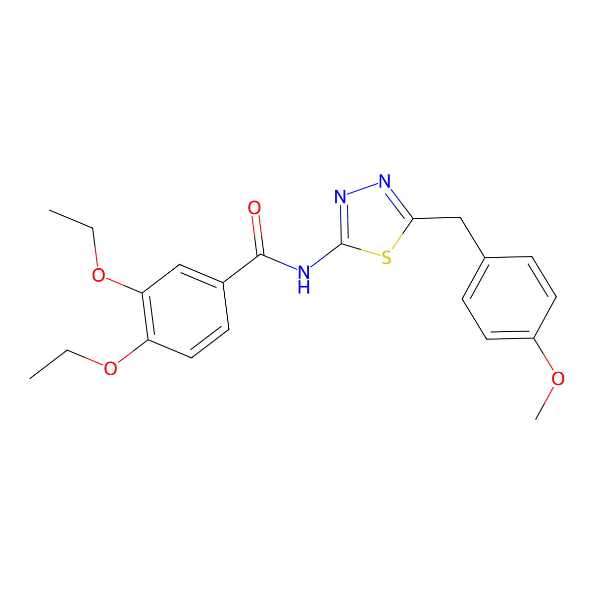3,4-diethoxy-N-[5-[(4-methoxyphenyl)methyl]-1,3,4-thiadiazol-2-yl]benzamide molecular structure, CAS 510736-09-1