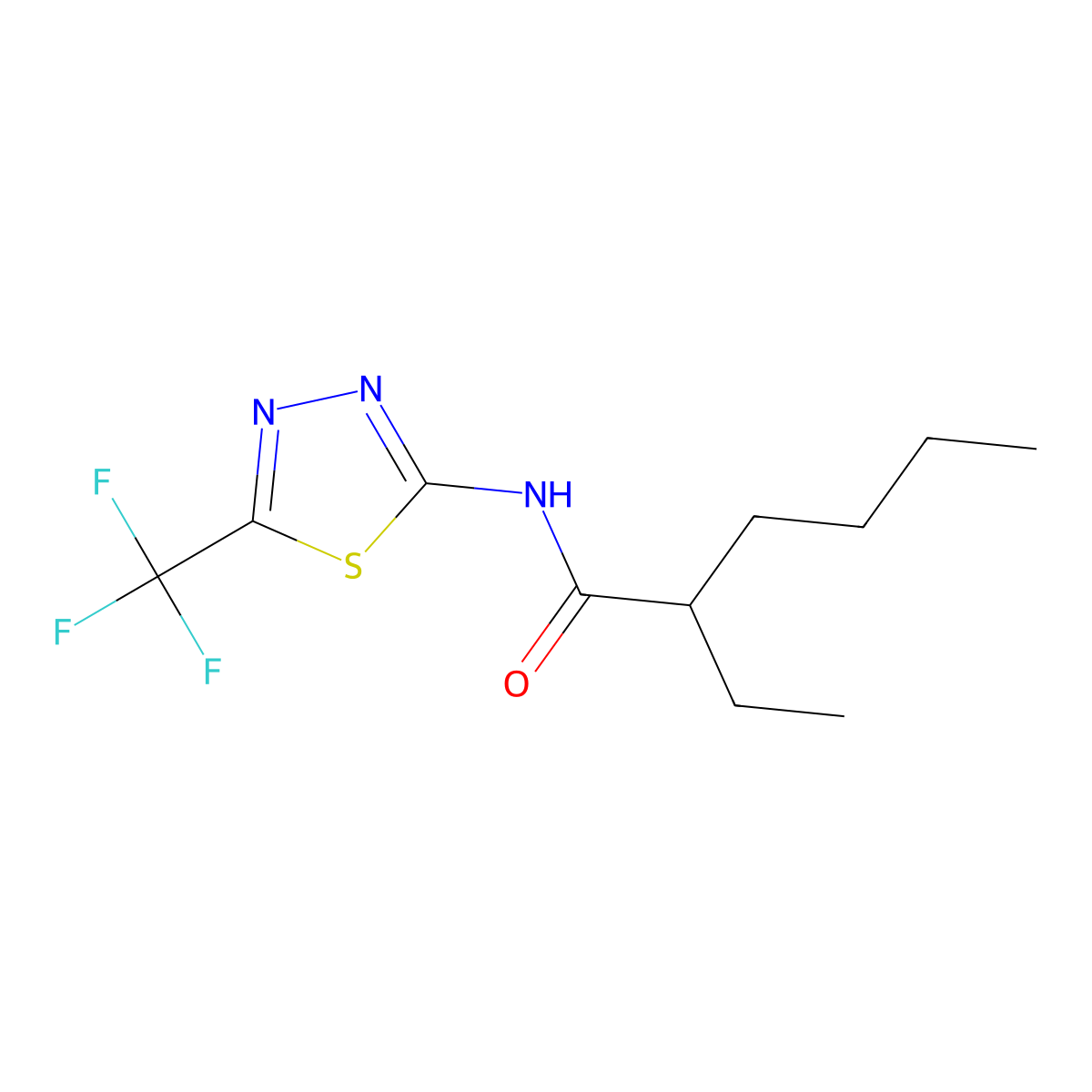 2-ethyl-N-[5-(trifluoromethyl)-1,3,4-thiadiazol-2-yl]hexanamide molecular structure, CAS 510736-36-4