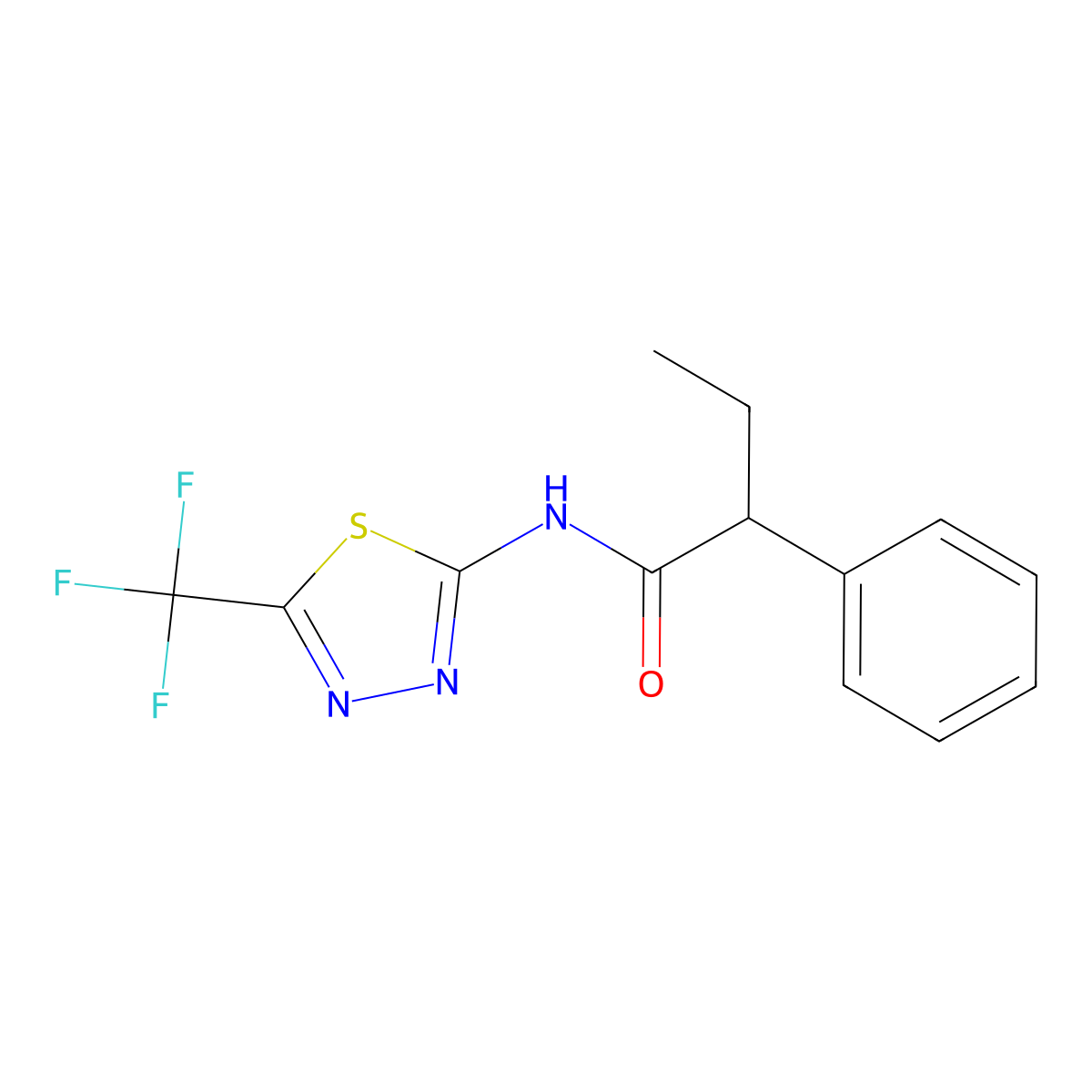 2-phenyl-N-[5-(trifluoromethyl)-1,3,4-thiadiazol-2-yl]butanamide molecular structure, CAS 510736-50-2
