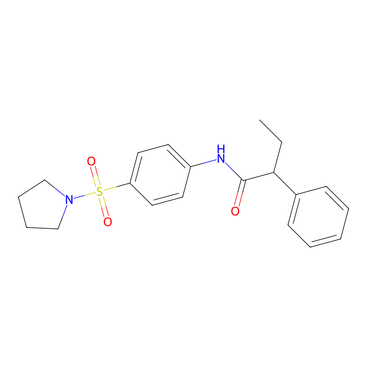 2-phenyl-N-(4-pyrrolidin-1-ylsulfonylphenyl)butanamide molecular structure, CAS 510736-52-4