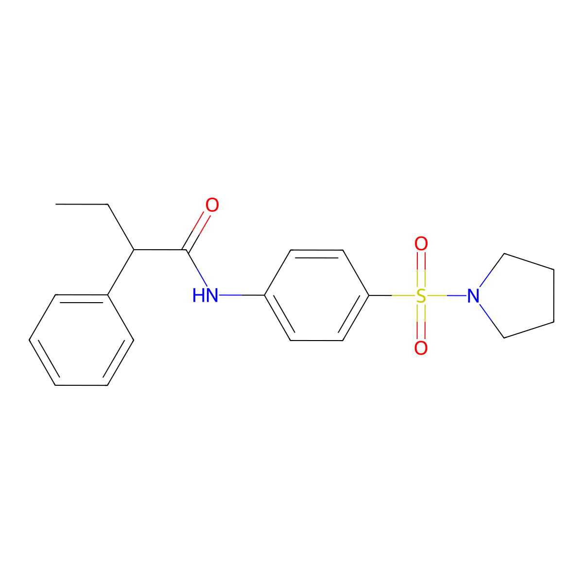 2-phenyl-N-(4-pyrrolidin-1-ylsulfonylphenyl)butanamide molecular structure, CAS 510736-52-4