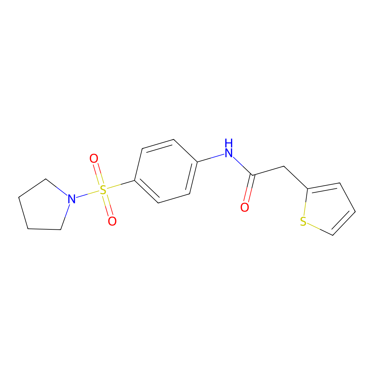 N-[4-(1-pyrrolidinylsulfonyl)phenyl]-2-thiophen-2-ylacetamide molecular structure, CAS 510736-56-8
