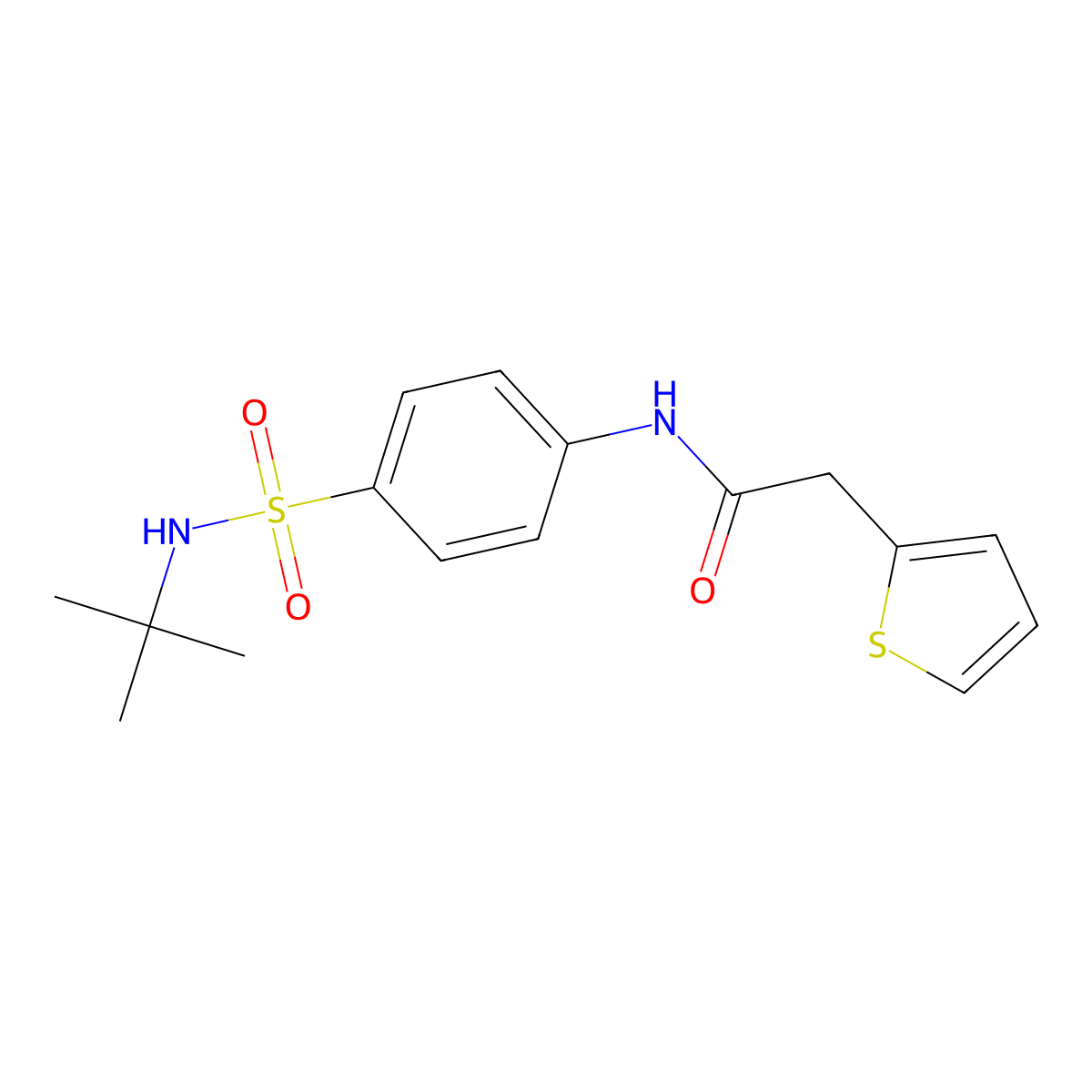 N-[4-(tert-butylsulfamoyl)phenyl]-2-thiophen-2-ylacetamide molecular structure, CAS 510736-57-9