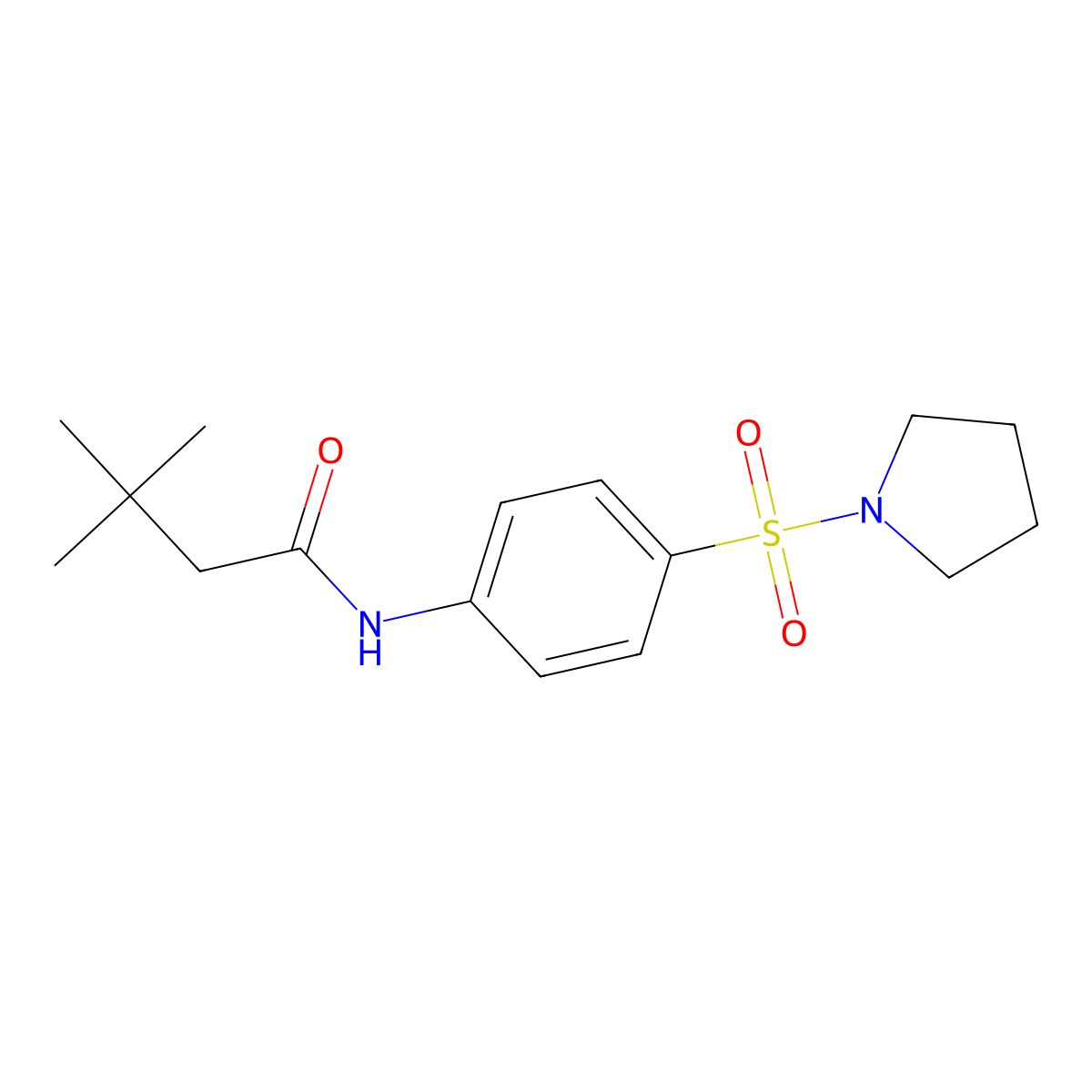 3,3-dimethyl-N-[4-(pyrrolidin-1-ylsulfonyl)phenyl]butanamide molecular structure, CAS 510736-60-4