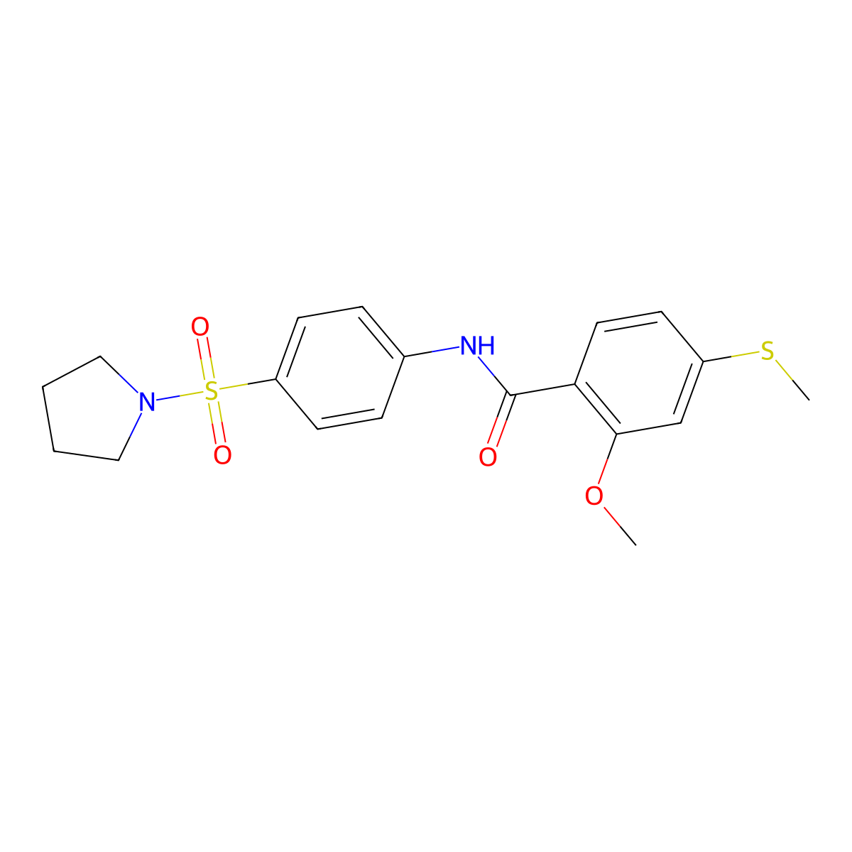 2-methoxy-4-methylsulfanyl-N-(4-pyrrolidin-1-ylsulfonylphenyl)benzamide molecular structure, CAS 510736-76-2