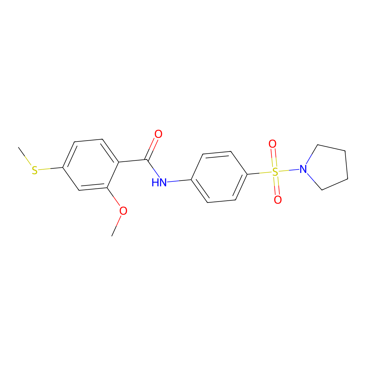 2-methoxy-4-methylsulfanyl-N-(4-pyrrolidin-1-ylsulfonylphenyl)benzamide molecular structure, CAS 510736-76-2