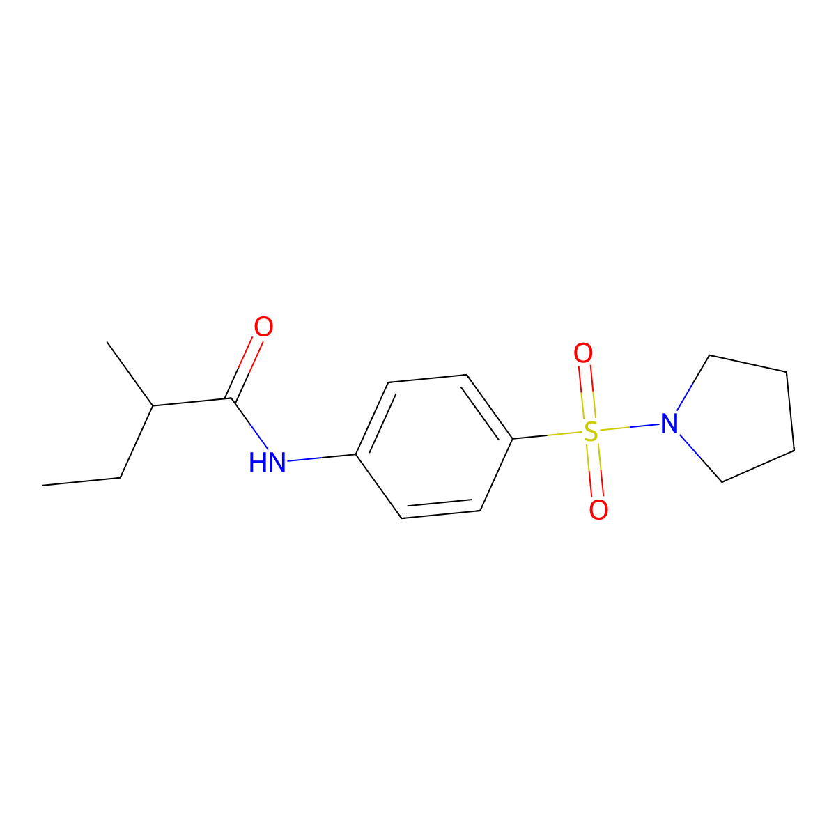 2-methyl-N-(4-pyrrolidin-1-ylsulfonylphenyl)butanamide molecular structure, CAS 510736-85-3