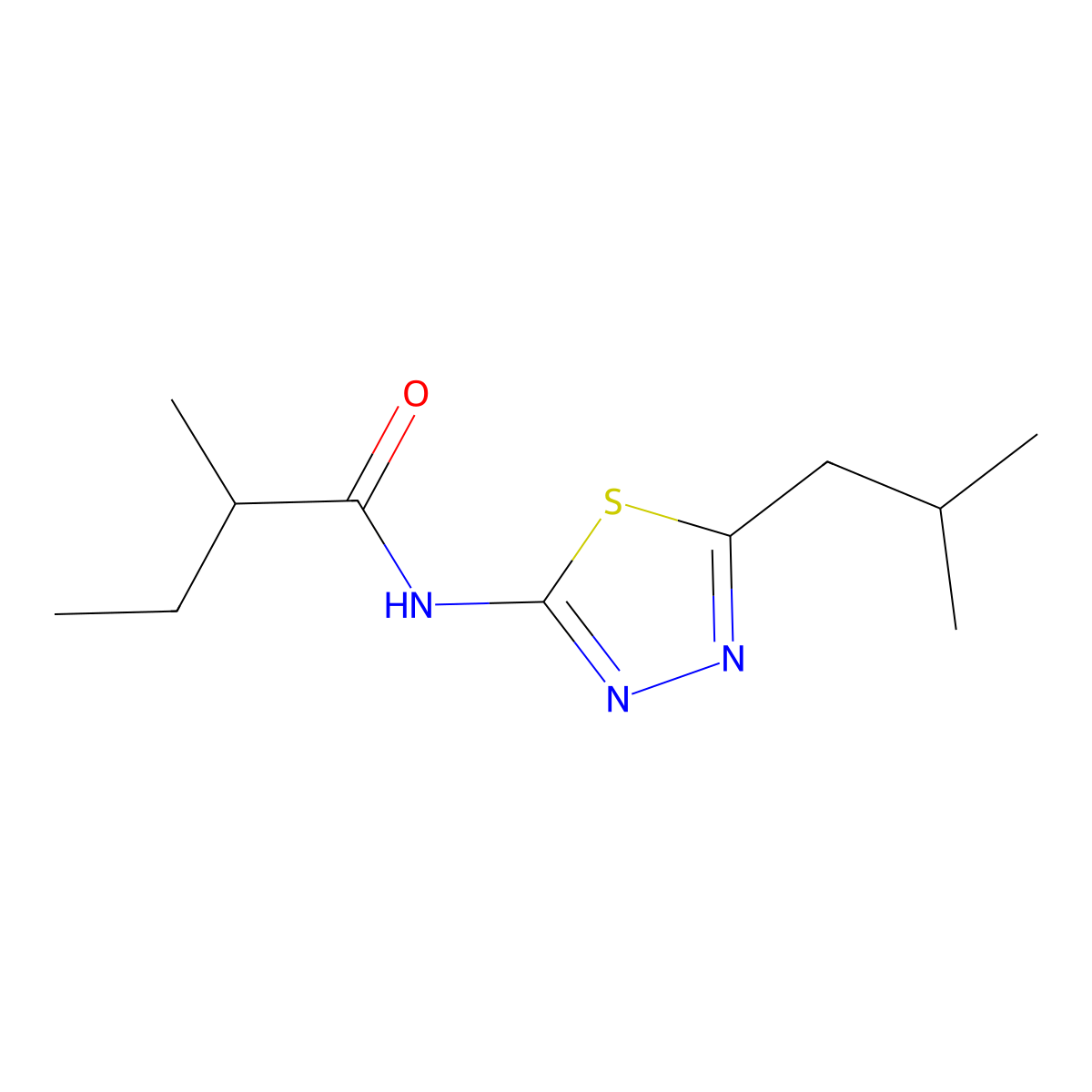 2-methyl-N-[5-(2-methylpropyl)-1,3,4-thiadiazol-2-yl]butanamide molecular structure, CAS 510736-89-7