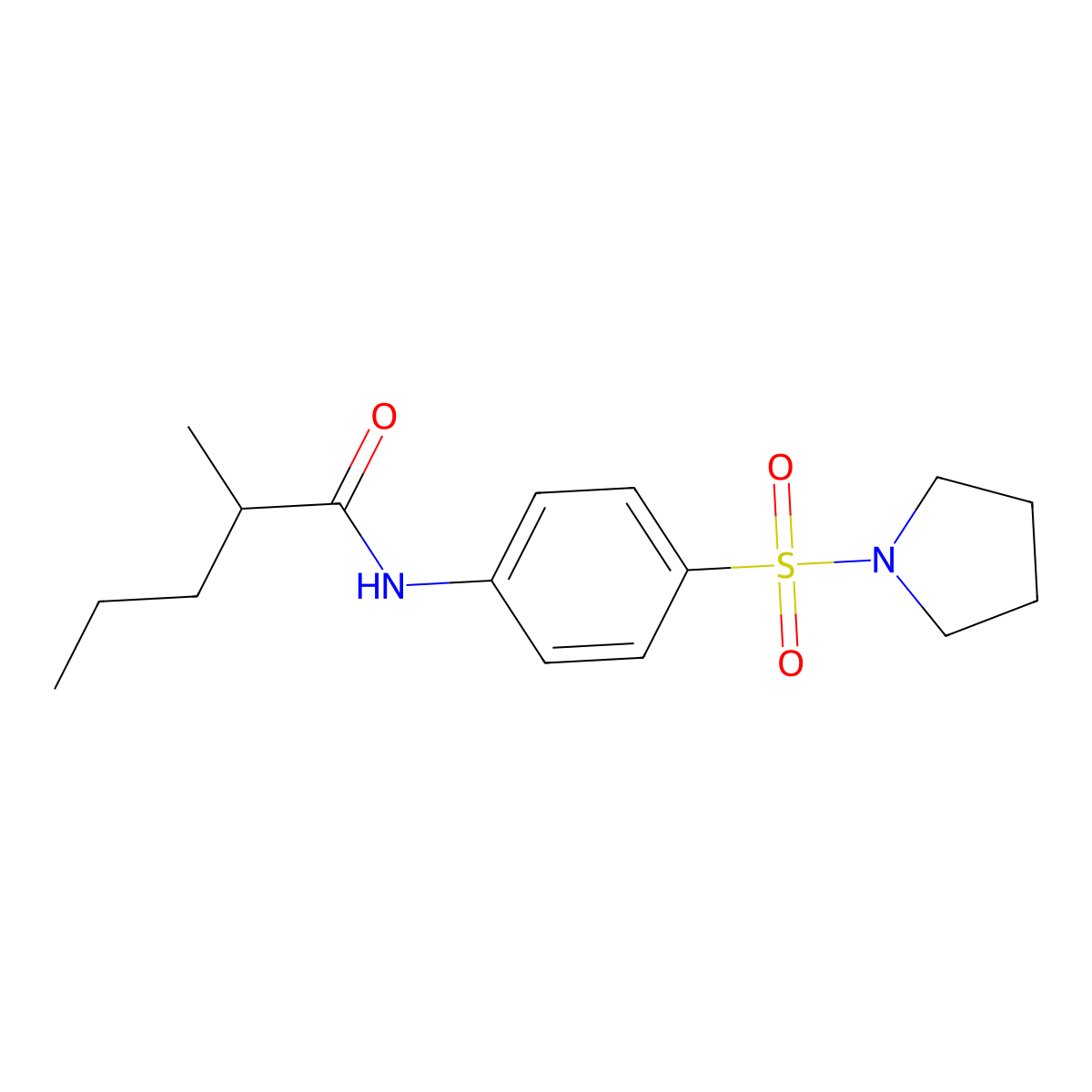 2-methyl-N-[4-(pyrrolidin-1-ylsulfonyl)phenyl]pentanamide molecular structure, CAS 510736-92-2