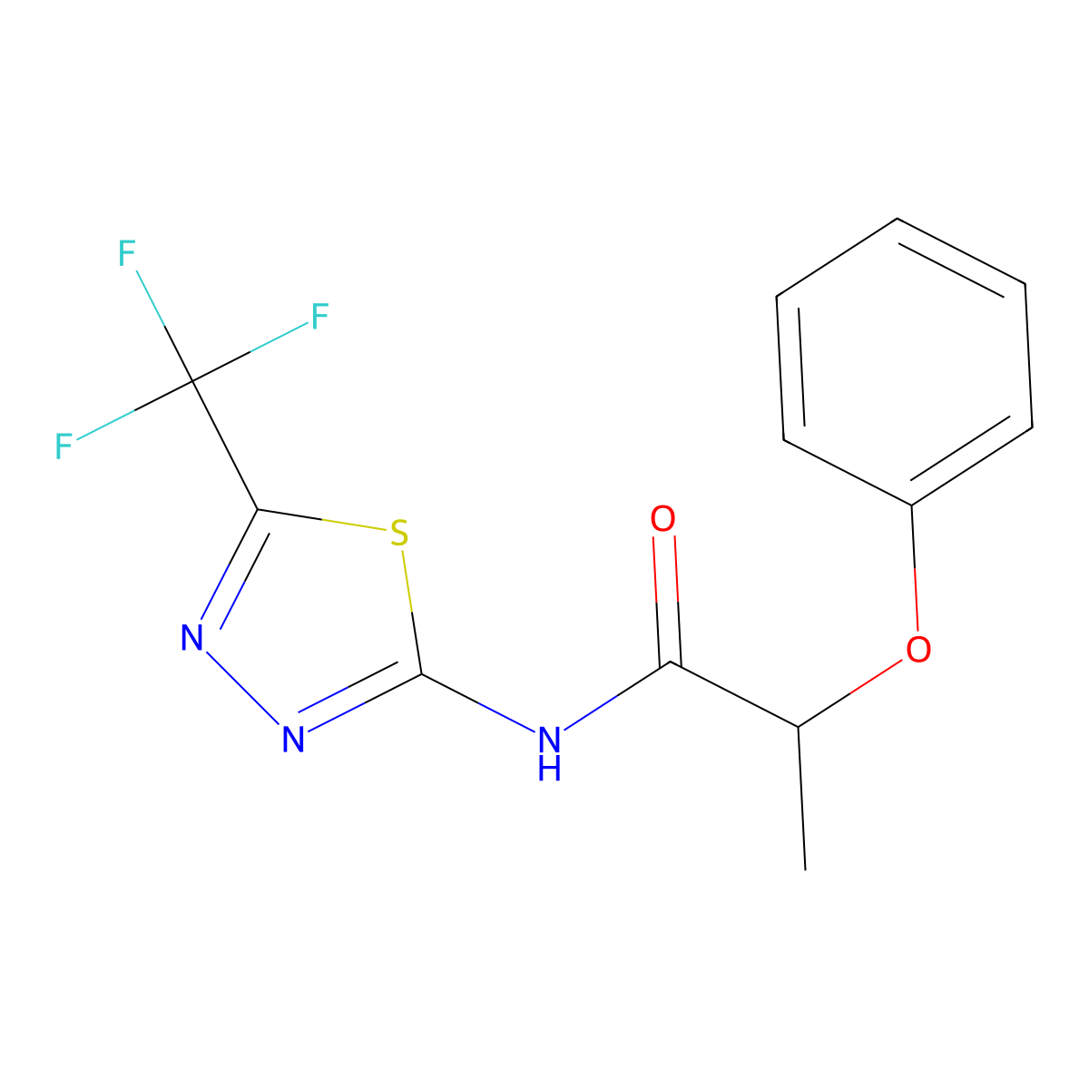 2-phenoxy-N-[5-(trifluoromethyl)-1,3,4-thiadiazol-2-yl]propanamide molecular structure, CAS 510736-94-4