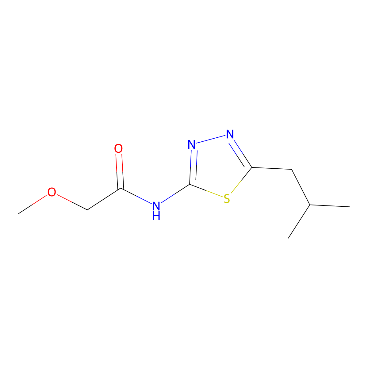 N-(5-isobutyl-1,3,4-thiadiazol-2-yl)-2-methoxyacetamide molecular structure, CAS 510737-13-0