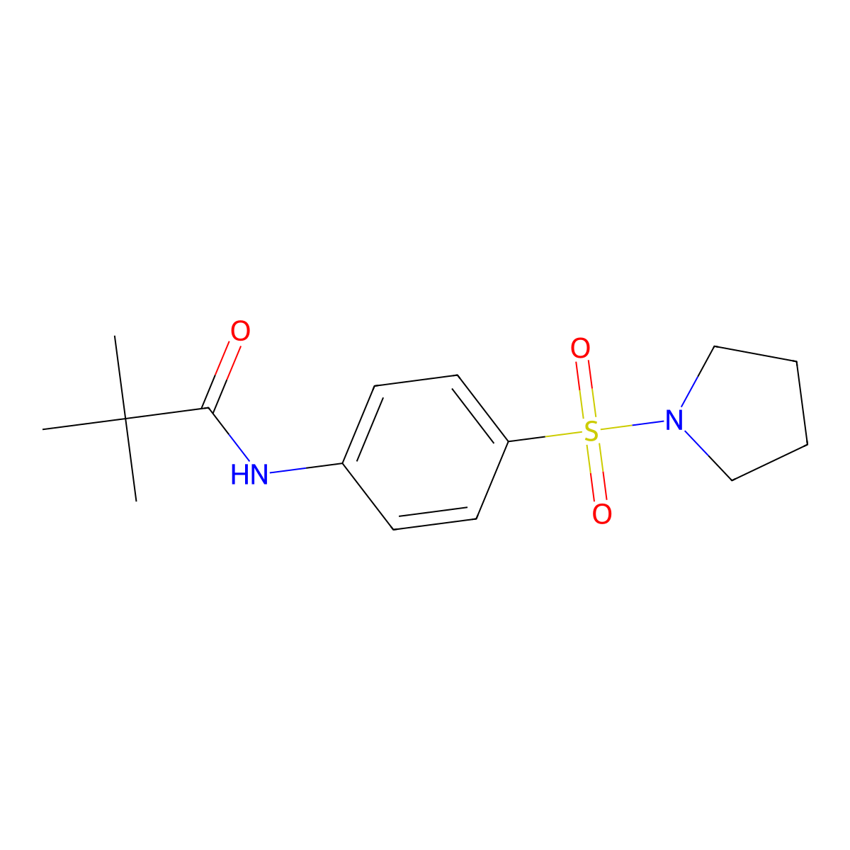 2,2-dimethyl-N-(4-pyrrolidin-1-ylsulfonylphenyl)propanamide molecular structure, CAS 510737-16-3