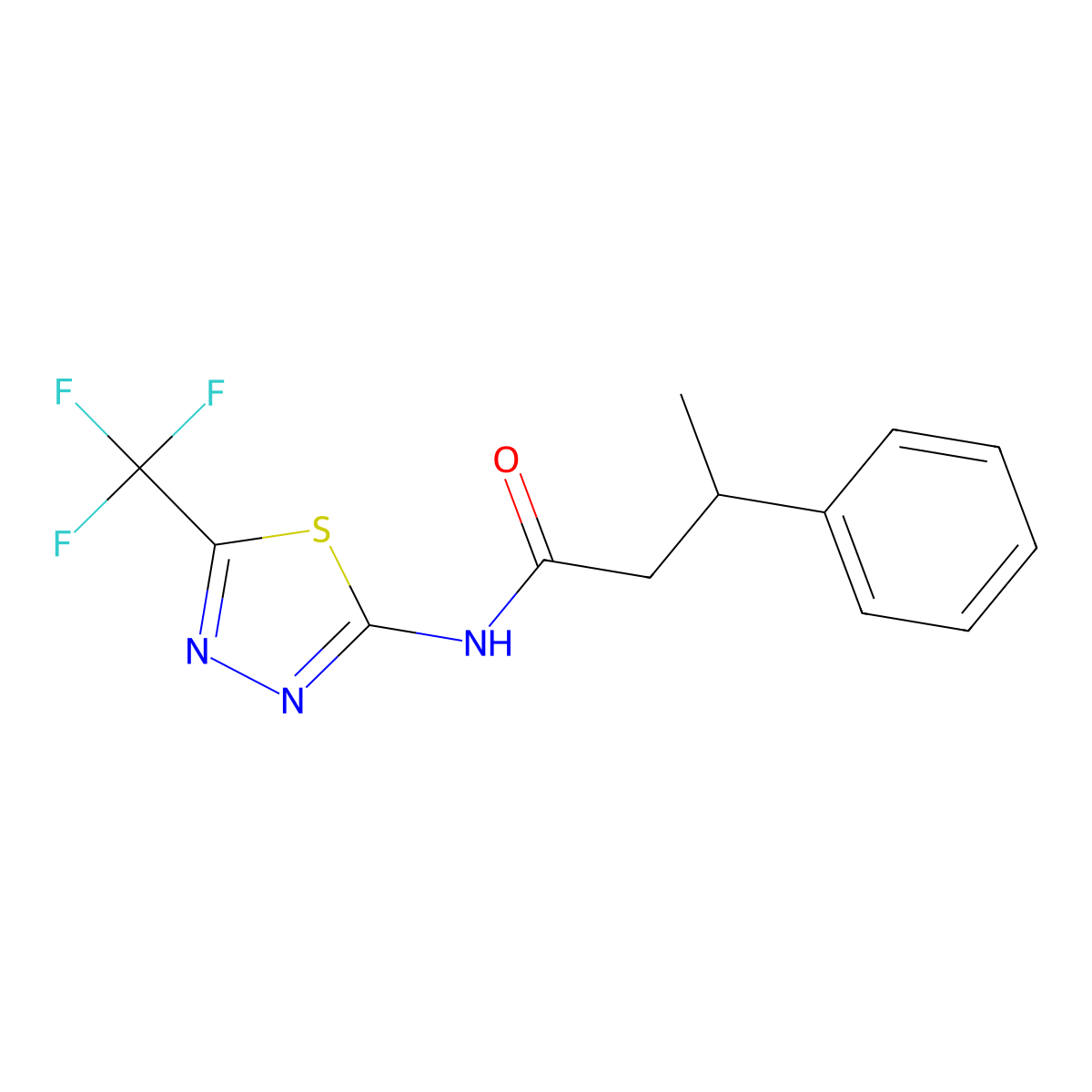 3-phenyl-N-[5-(trifluoromethyl)-1,3,4-thiadiazol-2-yl]butanamide molecular structure, CAS 510737-22-1