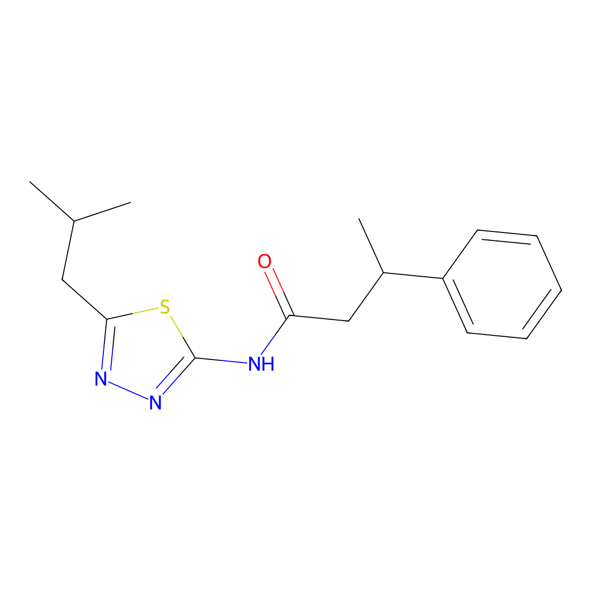 N-[5-(2-methylpropyl)-1,3,4-thiadiazol-2-yl]-3-phenylbutanamide molecular structure, CAS 510737-23-2