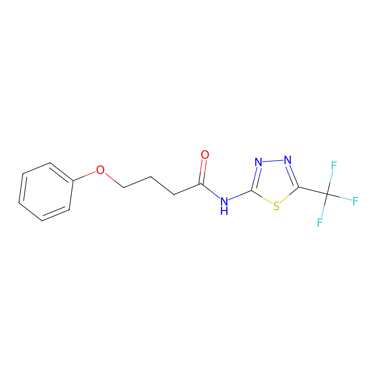 4-phenoxy-N-[5-(trifluoromethyl)-1,3,4-thiadiazol-2-yl]butanamide molecular structure, CAS 510737-25-4