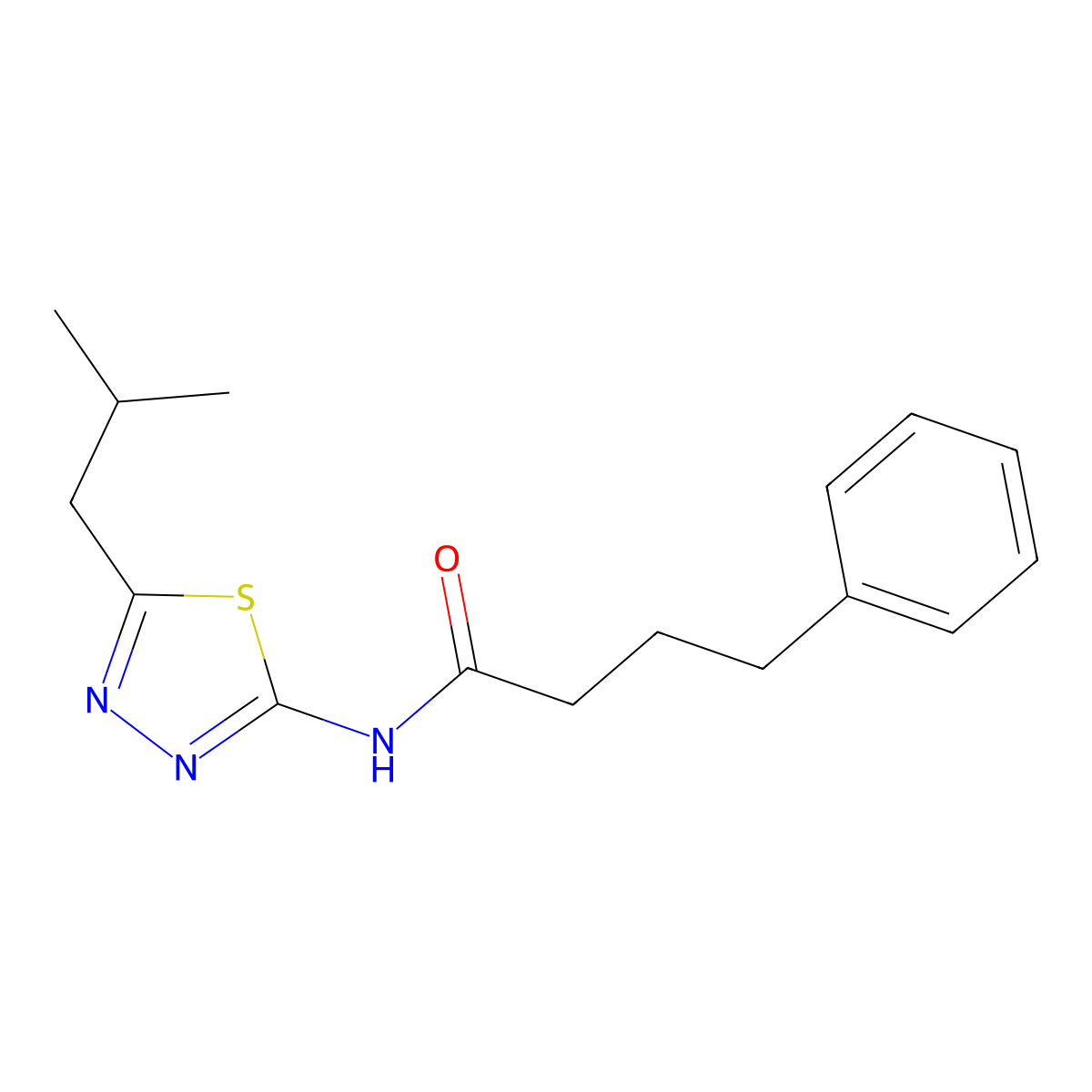 N-[5-(2-methylpropyl)-1,3,4-thiadiazol-2-yl]-4-phenylbutanamide molecular structure, CAS 510737-35-6