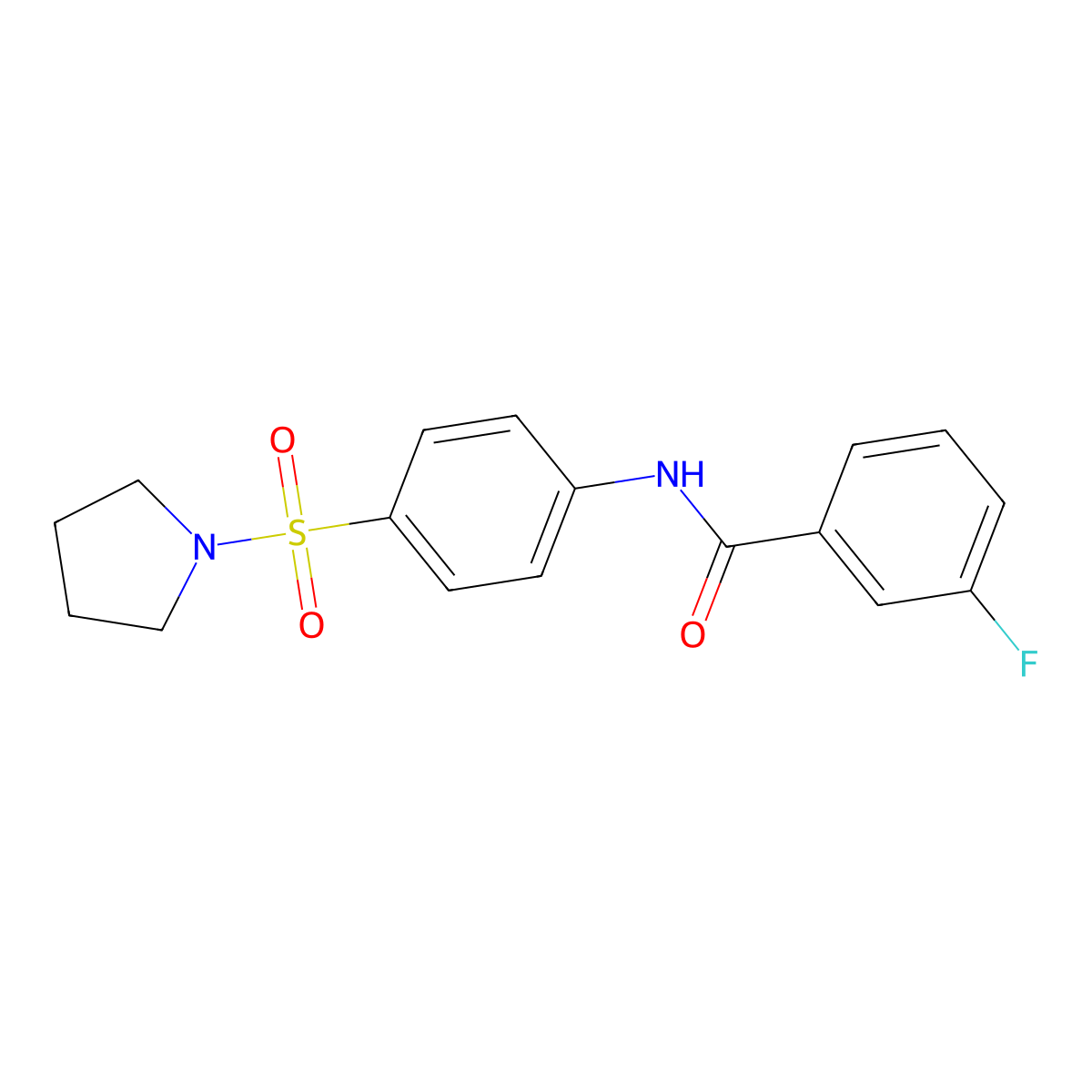 3-fluoro-N-(4-pyrrolidin-1-ylsulfonylphenyl)benzamide molecular structure, CAS 510737-37-8