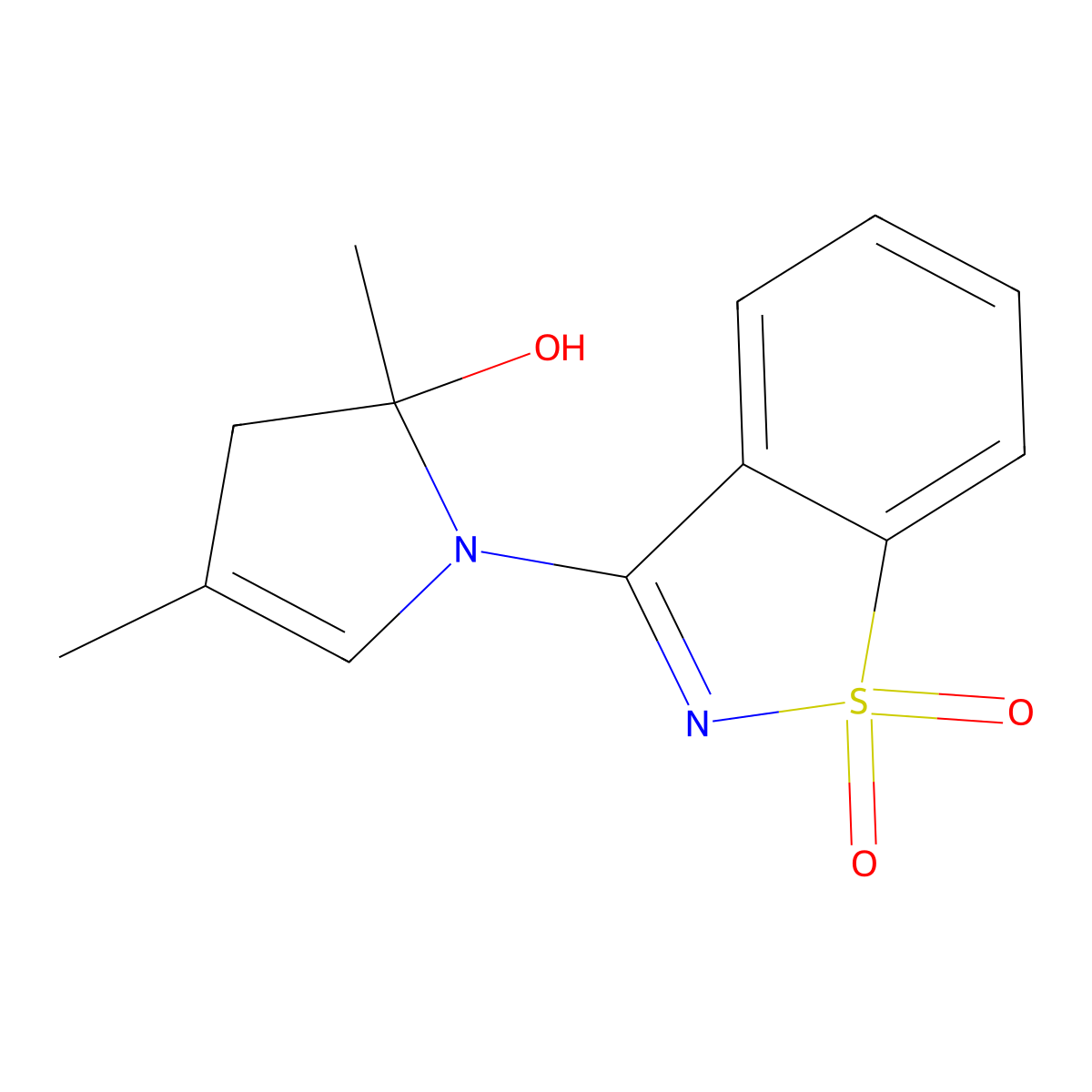 1-(1,1-dioxo-1,2-benzothiazol-3-yl)-2,4-dimethyl-3H-pyrrol-2-ol molecular structure, CAS 510737-45-8
