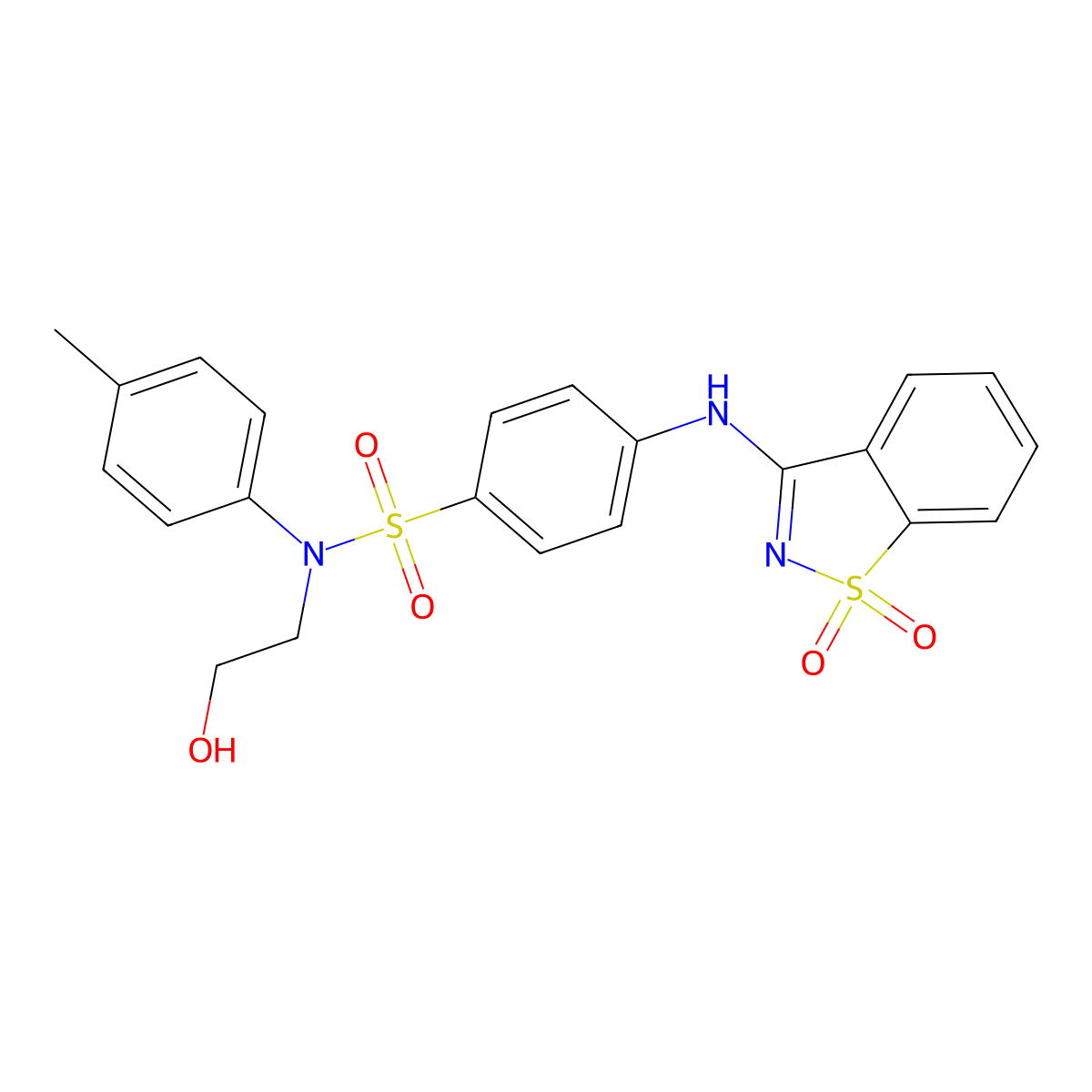 4-[(1,1-dioxo-1,2-benzothiazol-3-yl)amino]-N-(2-hydroxyethyl)-N-(4-methylphenyl)benzenesulfonamide molecular structure, CAS 510737-46-9