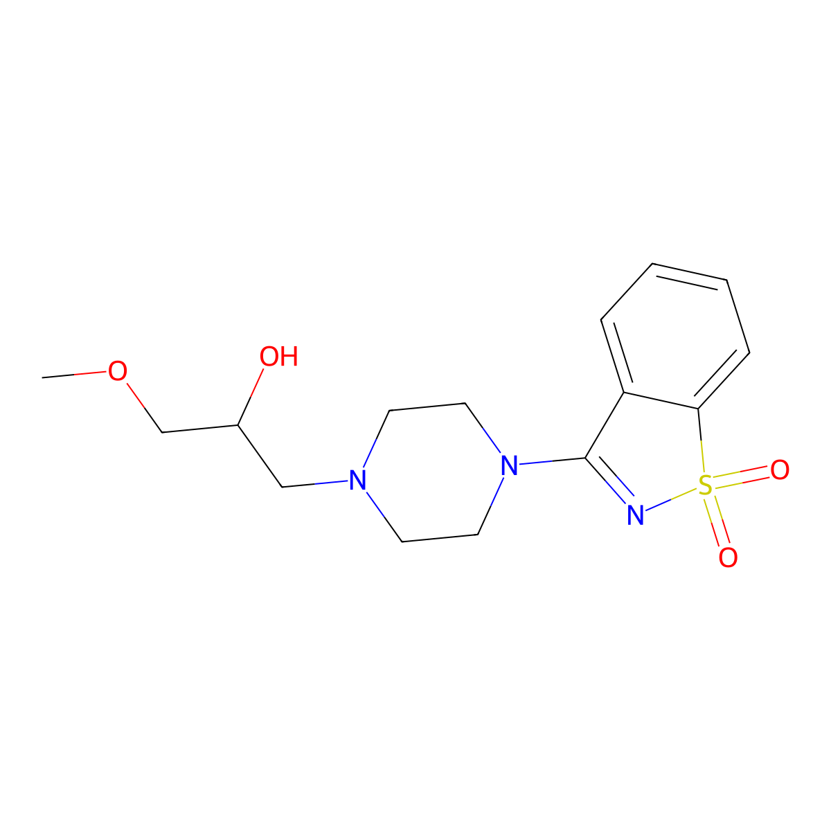 1-[4-(1,1-Dioxo-1,2-benzothiazol-3-yl)piperazin-1-yl]-3-methoxypropan-2-ol molecular structure, CAS 510737-47-0