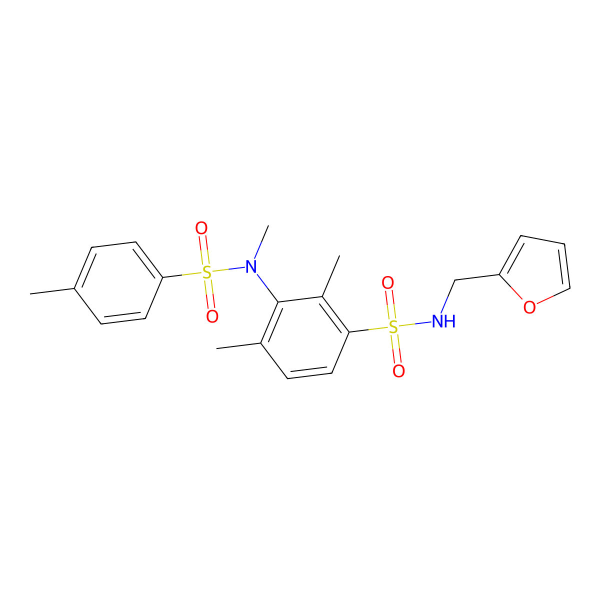N-(furan-2-ylmethyl)-2,4-dimethyl-3-[methyl-(4-methylphenyl)sulfonylamino]benzenesulfonamide molecular structure, CAS 510737-67-4