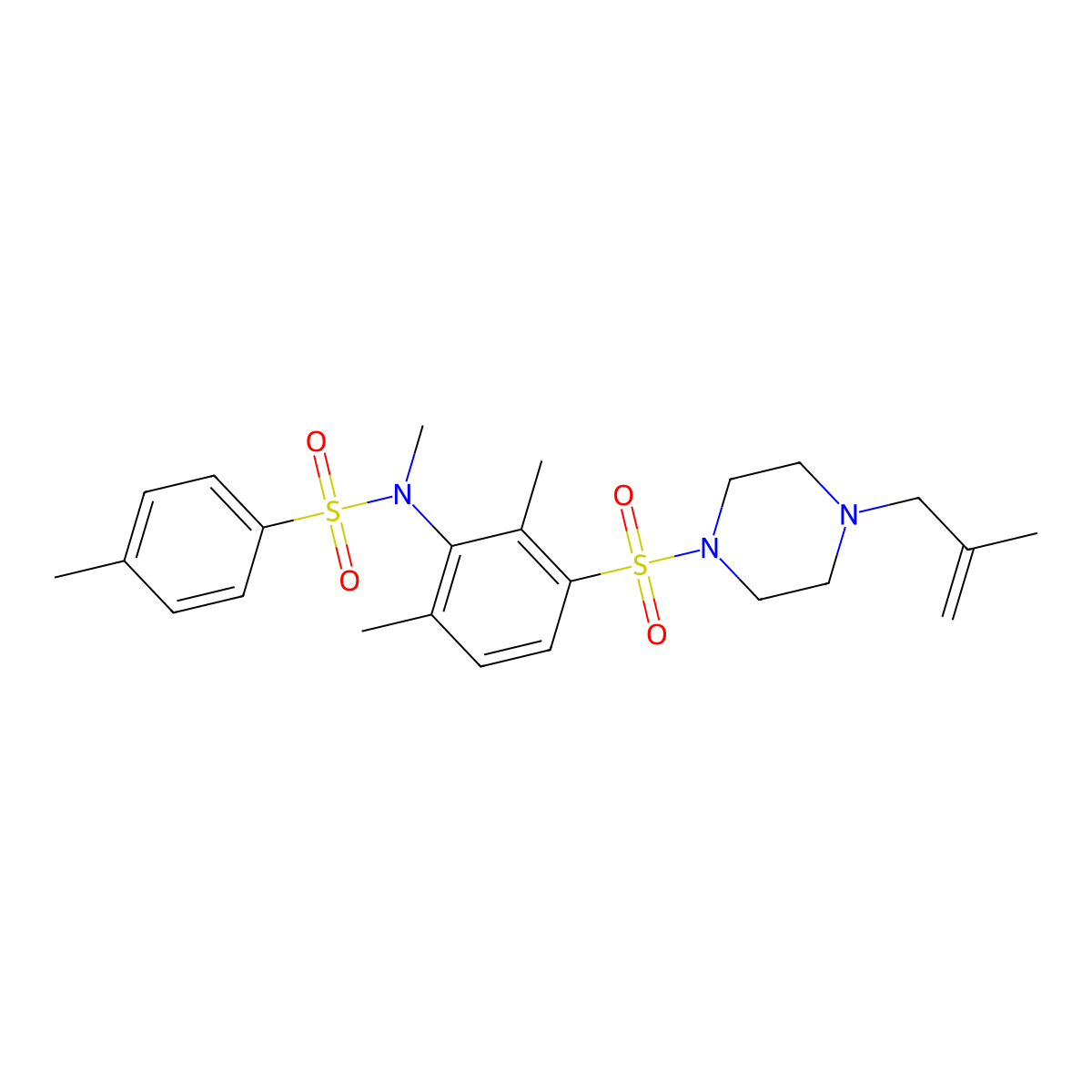N-[2,6-dimethyl-3-[4-(2-methylprop-2-enyl)piperazin-1-yl]sulfonylphenyl]-N,4-dimethylbenzenesulfonamide molecular structure, CAS 510737-72-1