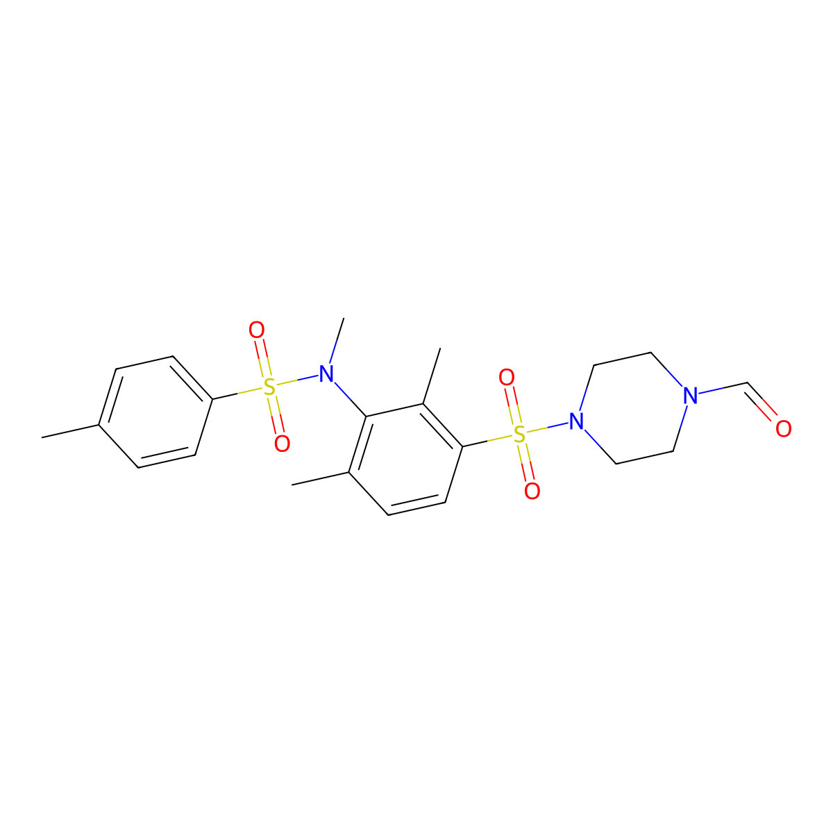 N-[3-(4-formylpiperazin-1-yl)sulfonyl-2,6-dimethylphenyl]-N,4-dimethylbenzenesulfonamide molecular structure, CAS 510737-76-5