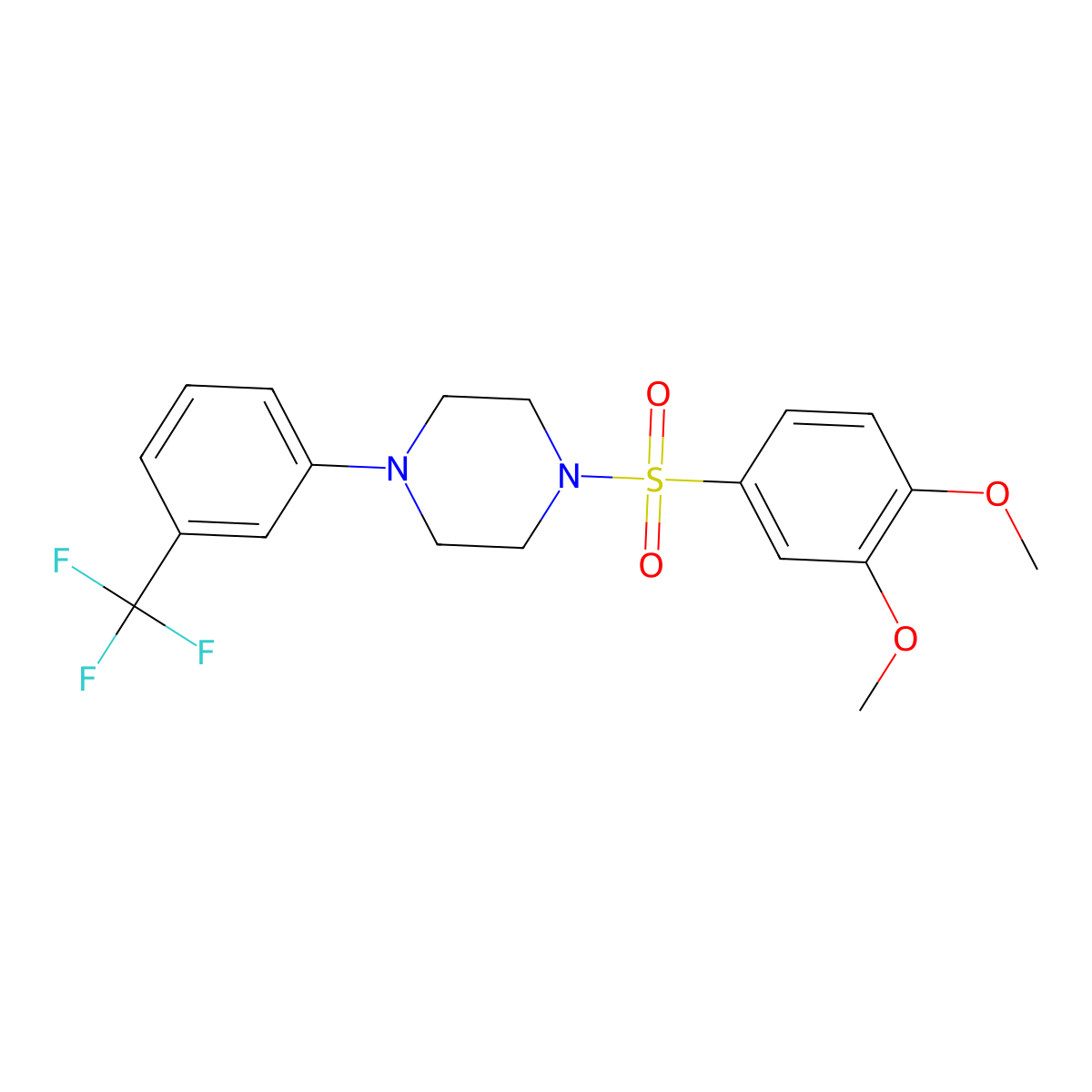 1-[(3,4-Dimethoxyphenyl)sulfonyl]-4-[3-(trifluoromethyl)phenyl]piperazine molecular structure, CAS 510737-86-7