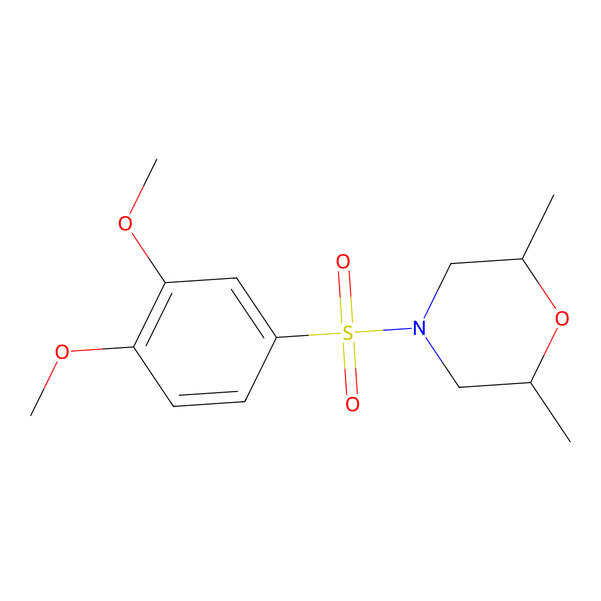 4-((3,4-Dimethoxyphenyl)sulfonyl)-2,6-dimethylmorpholine molecular structure, CAS 510737-90-3