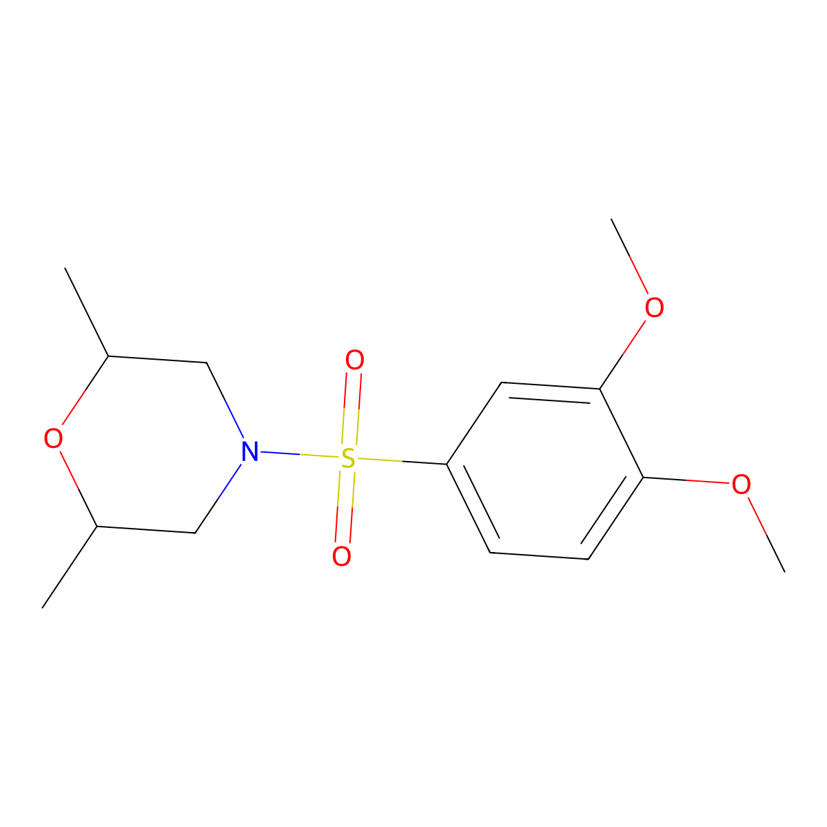 4-((3,4-Dimethoxyphenyl)sulfonyl)-2,6-dimethylmorpholine molecular structure, CAS 510737-90-3