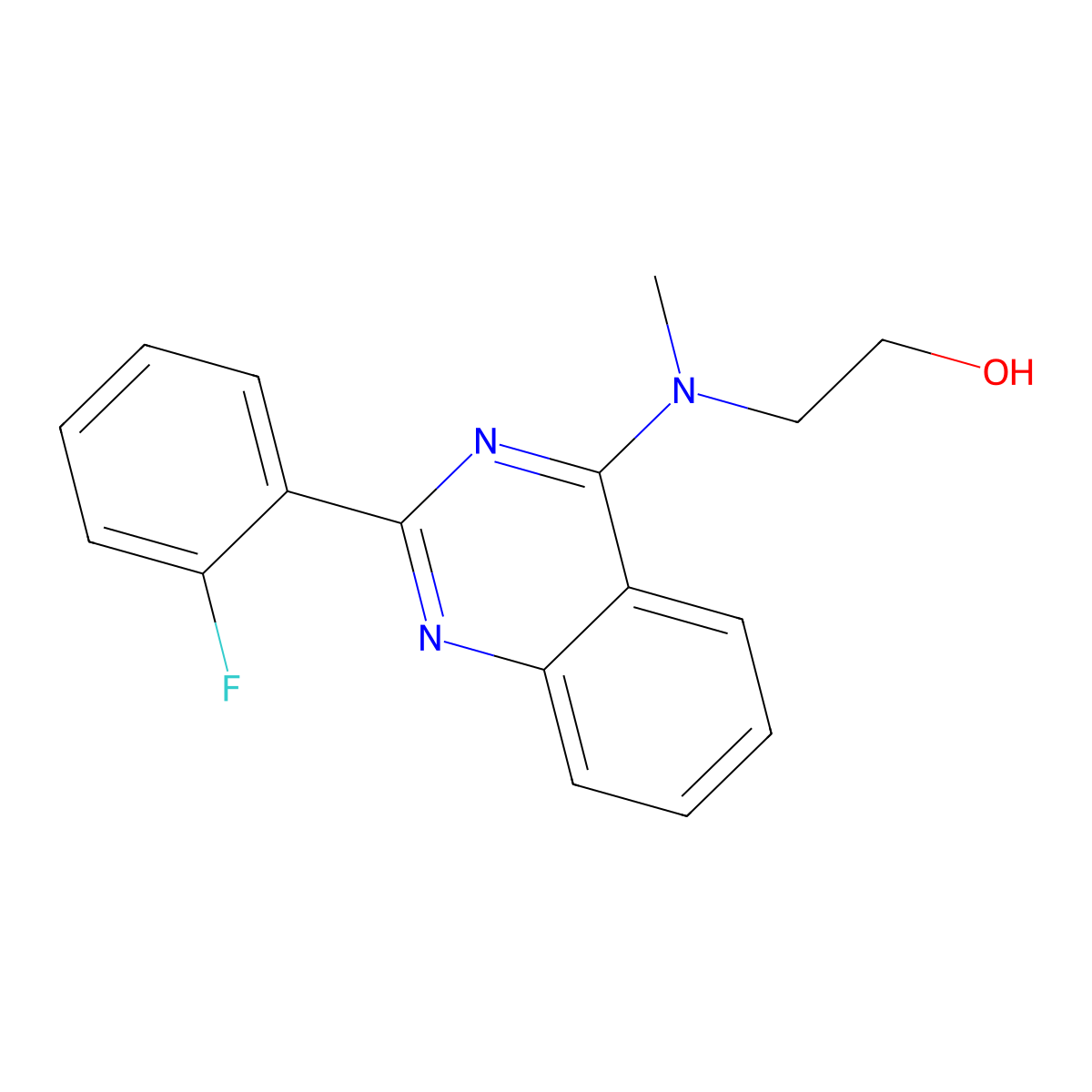 2-[[2-(2-Fluorophenyl)quinazolin-4-yl]-methylamino]ethanol molecular structure, CAS 510738-15-5