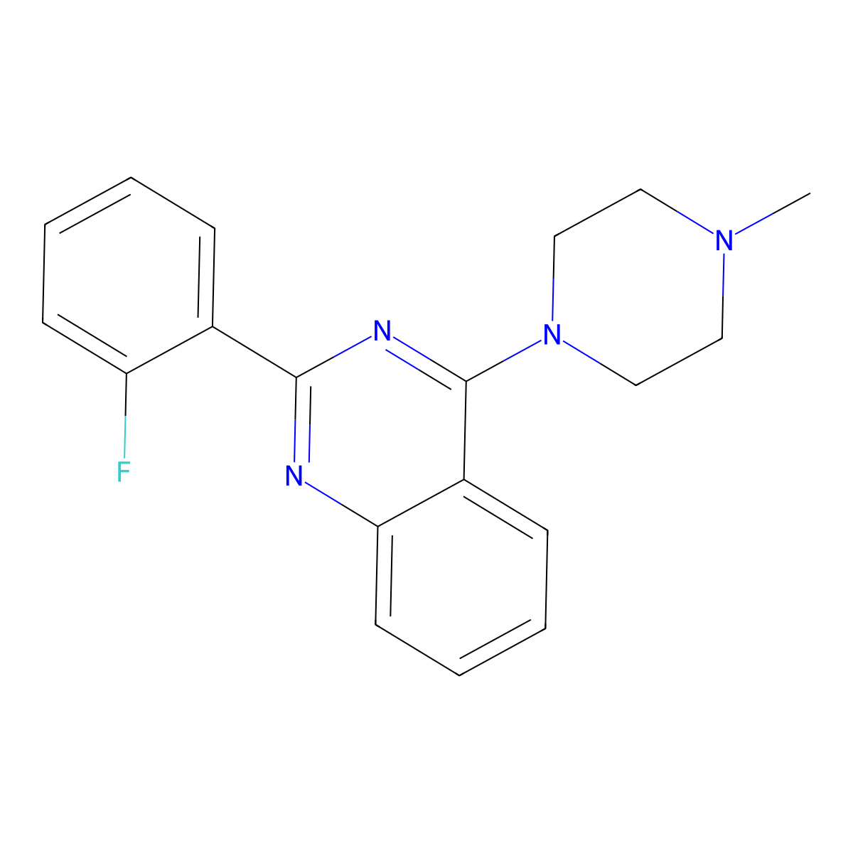 2-(2-Fluorophenyl)-4-(4-methylpiperazin-1-yl)quinazoline molecular structure, CAS 510738-17-7