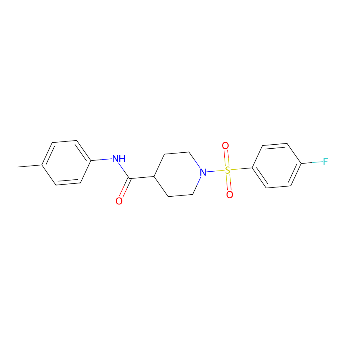 1-(4-fluorophenyl)sulfonyl-N-(4-methylphenyl)piperidine-4-carboxamide molecular structure, CAS 510738-70-2