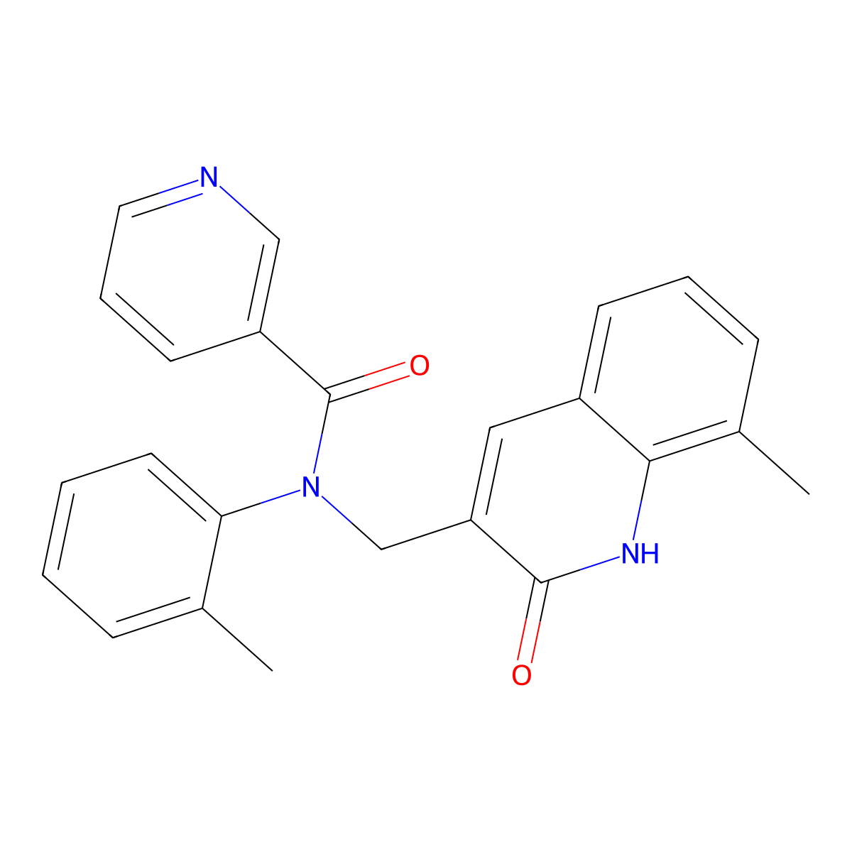 N-[(8-methyl-2-oxo-1H-quinolin-3-yl)methyl]-N-(2-methylphenyl)pyridine-3-carboxamide molecular structure, CAS 510738-80-4