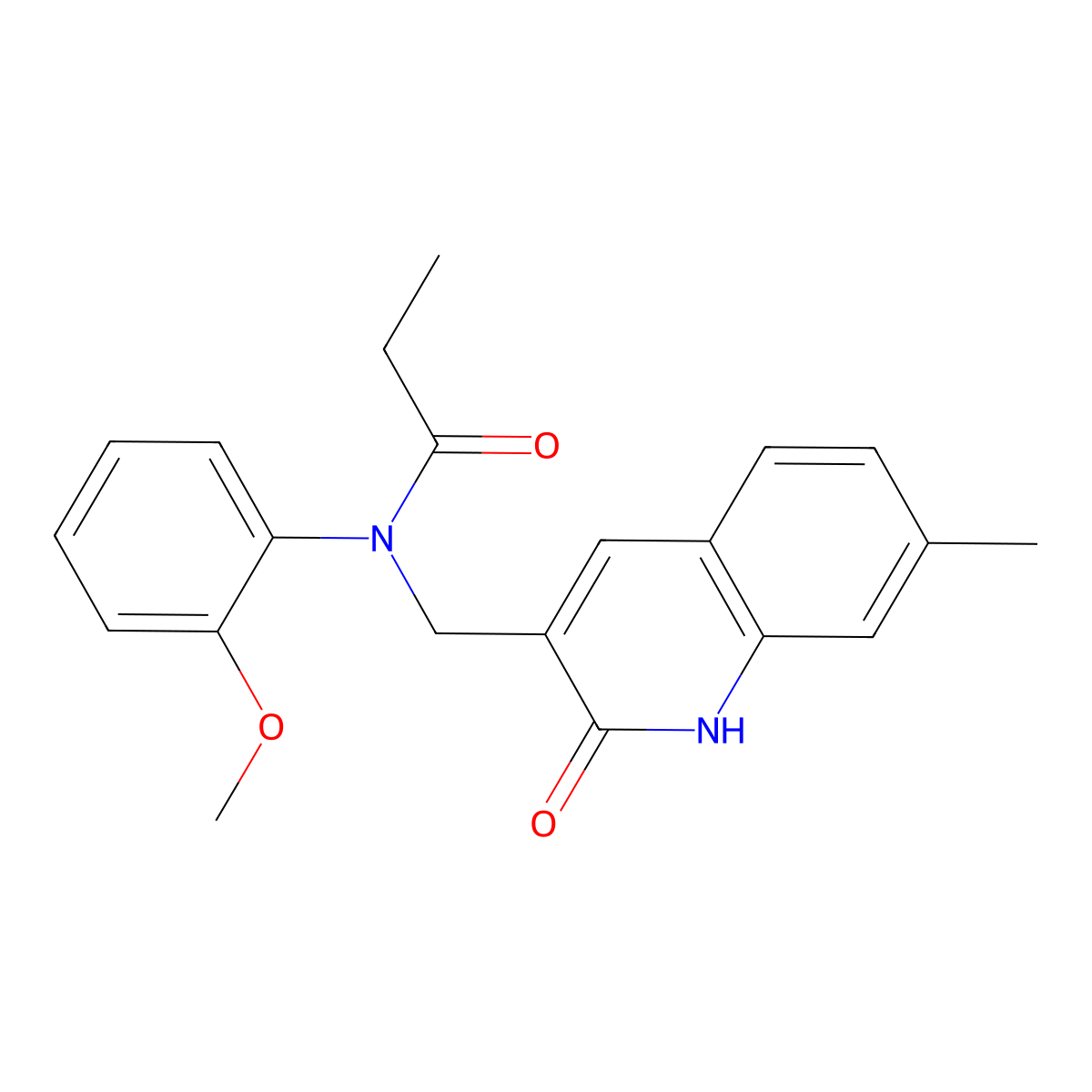 N-(2-Hydroxy-7-methyl-quinolin-3-ylmethyl)-N-(2-methoxy-phenyl)-propionamide molecular structure, CAS 510738-94-0