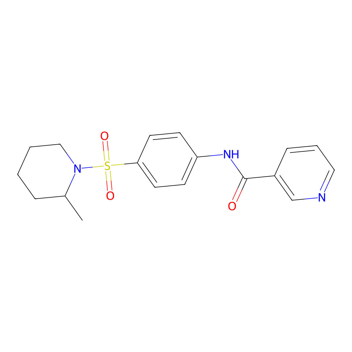 N-[4-(2-methylpiperidin-1-yl)sulfonylphenyl]pyridine-3-carboxamide molecular structure, CAS 510739-68-1