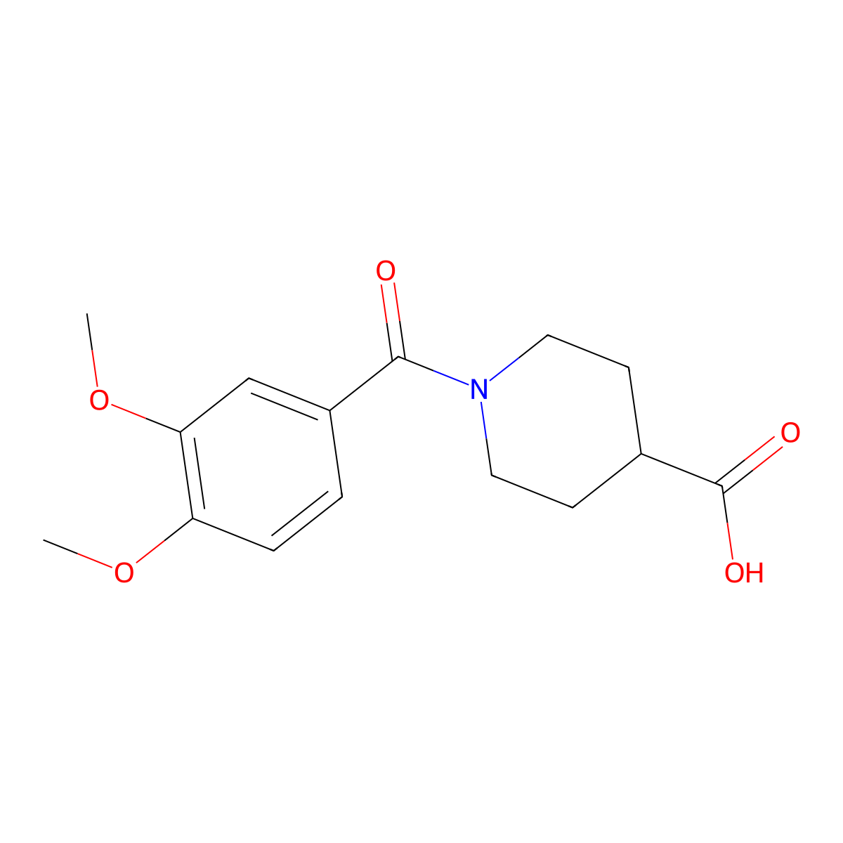 1-(3,4-Dimethoxybenzoyl)piperidine-4-carboxylic acid molecular structure, CAS 510739-78-3